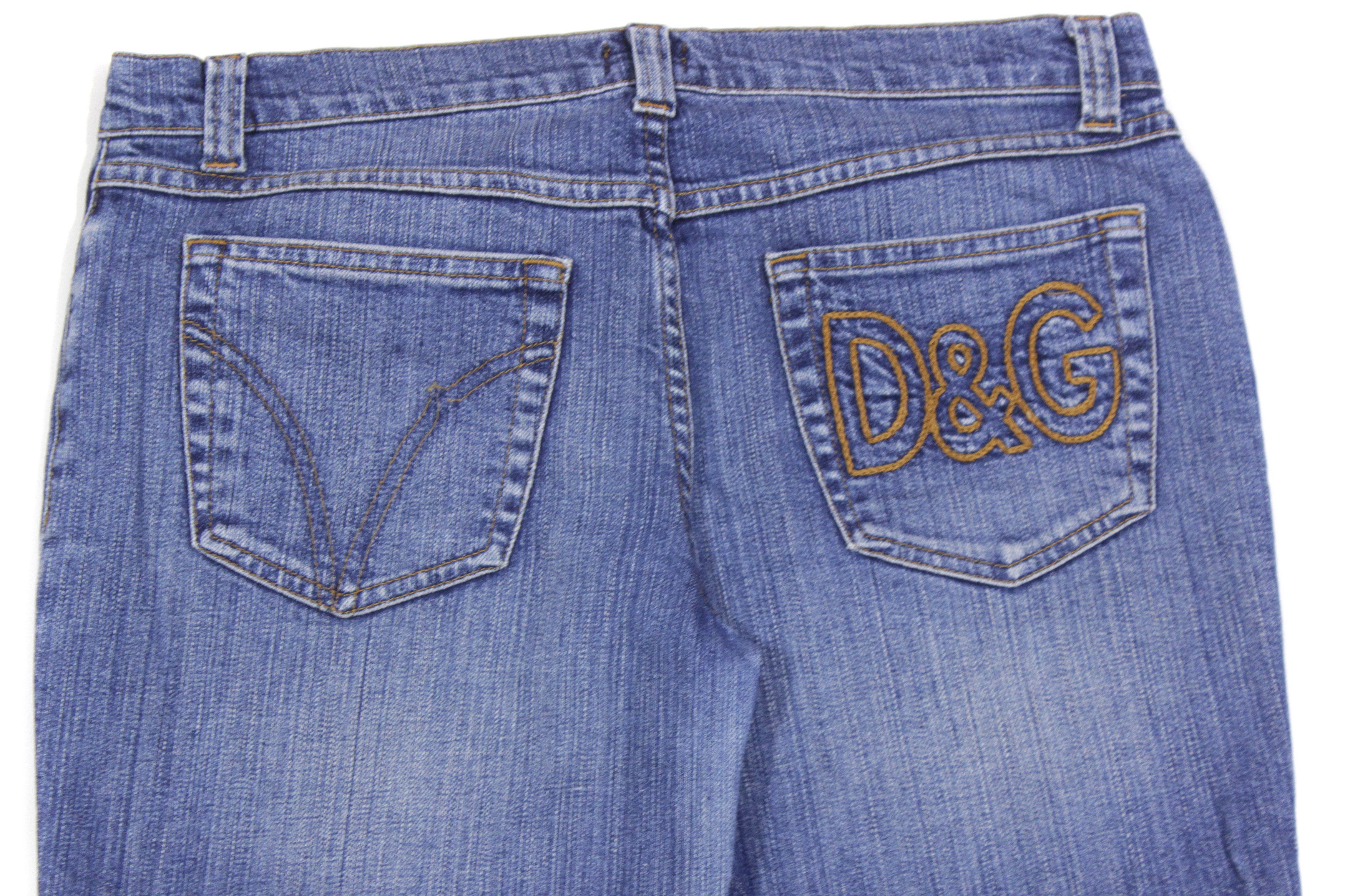 Dolce & Gabbana 90S DG Logo Y2K Flared Jeans Vintage Size 28" / US 6 / IT 42 - 3 Thumbnail