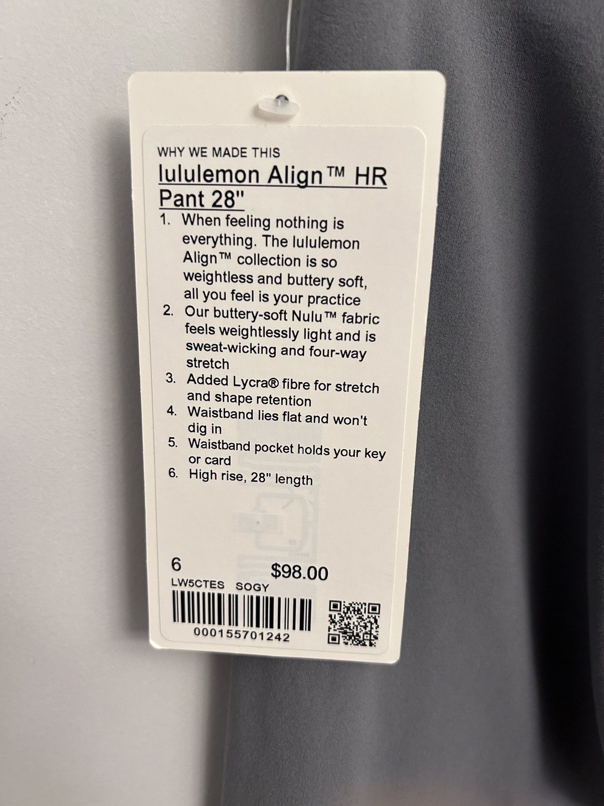 Lululemon Lululemon Leggings Align HR Pant 28" Solar Grey NWT Size 6 Size 28" / US 6 / IT 42 - 6 Thumbnail