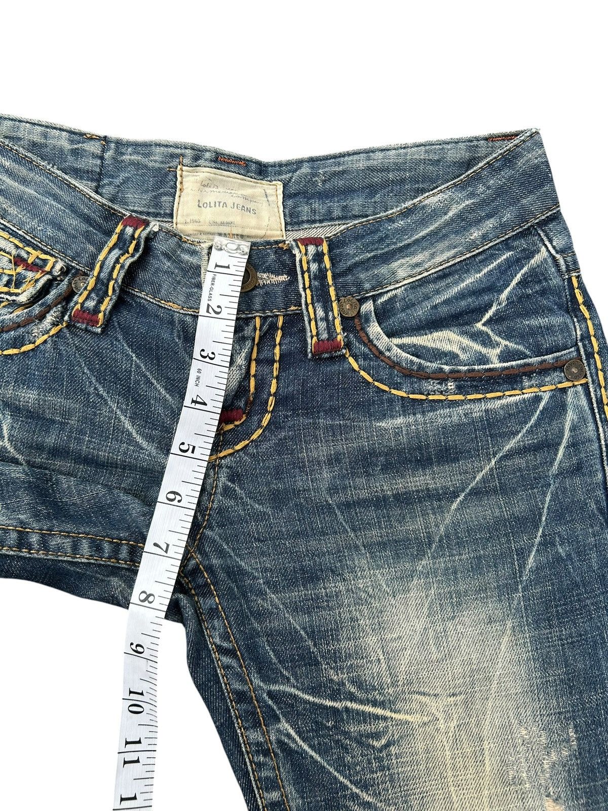 Kapital Flare Yoshitomo Nara Lolita Distressed Denim Jeans Size US 30 / EU 46 - 20 Thumbnail