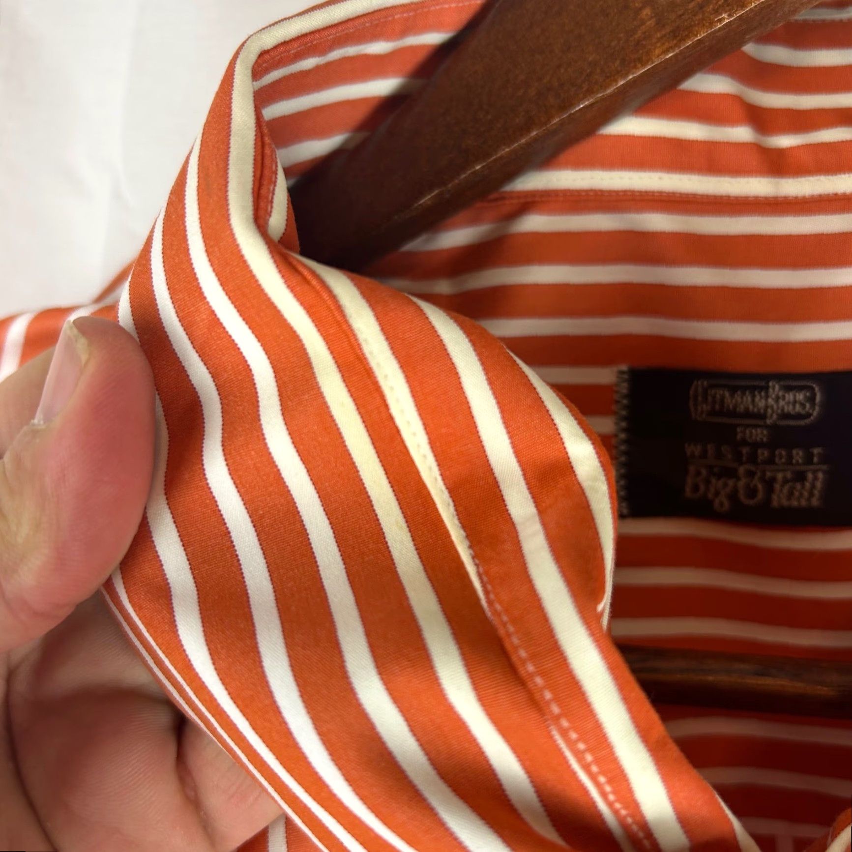 Vintage Gitman Bros Button-Down Shirt Mens 3XT Orange White Striped Big & Tall USA Made Size US XXL / EU 58 / 5 - 5 Thumbnail