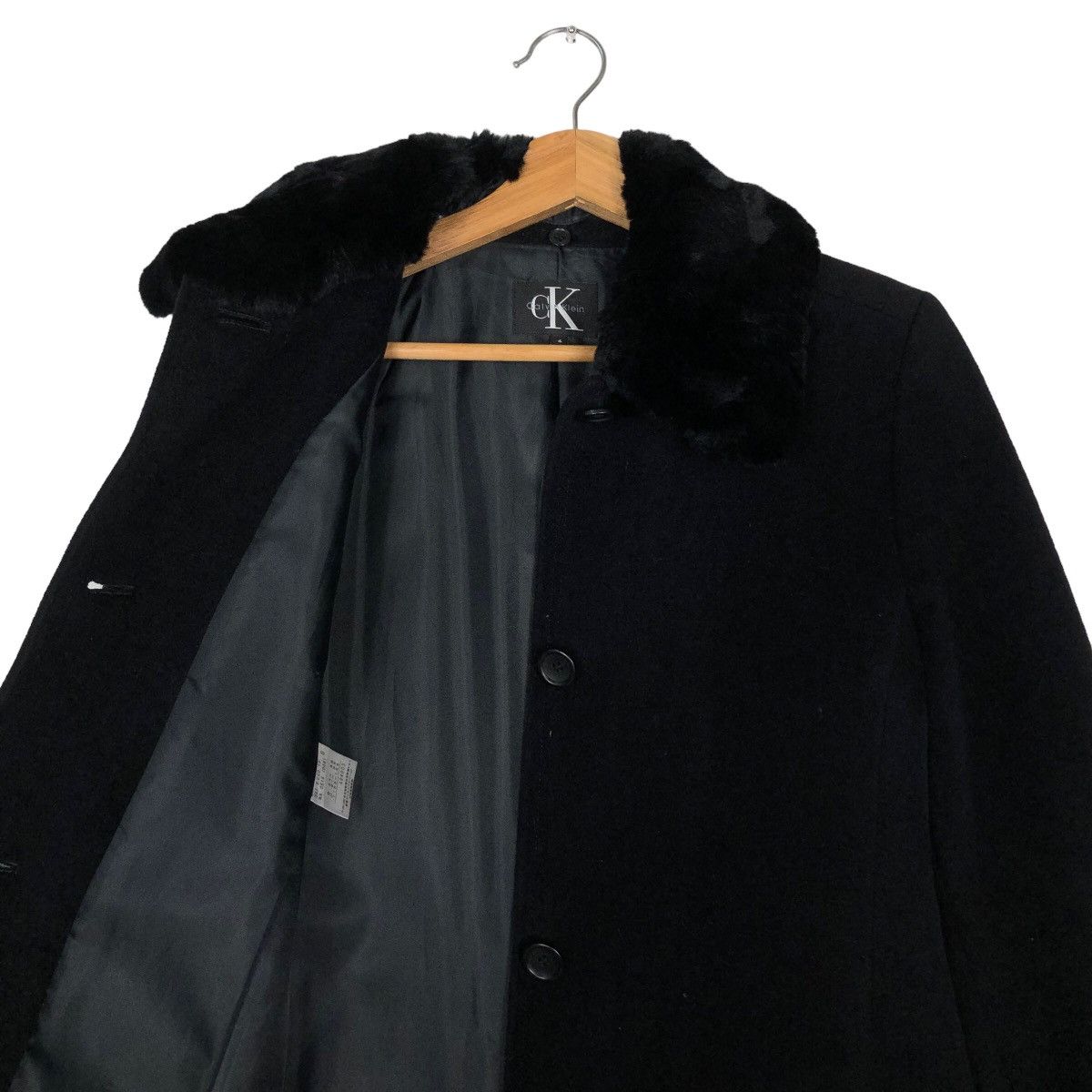 Calvin Klein 🔥Rich Black - Long Jacket Double Collar Fur Calvin Klein Size M / US 6-8 / IT 42-44 - 12 Thumbnail