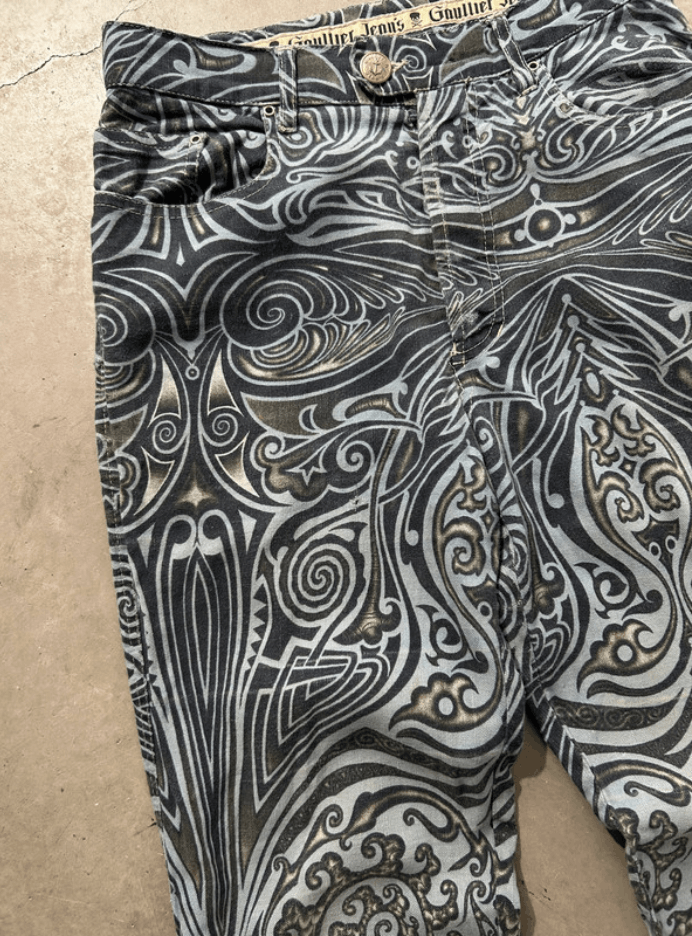 Jean × Jean Paul Gaultier Jean Paul Gaultier Jeans Graphic Tribal Denim Tattoo EX0124 Size 25" / US 0 / IT 36 - 13 Thumbnail