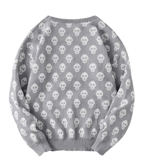 Japanese Brand Streetwear All Over Skull Jacquard Knitted Sweatshirt Size US S / EU 44-46 / 1 - 2 Thumbnail