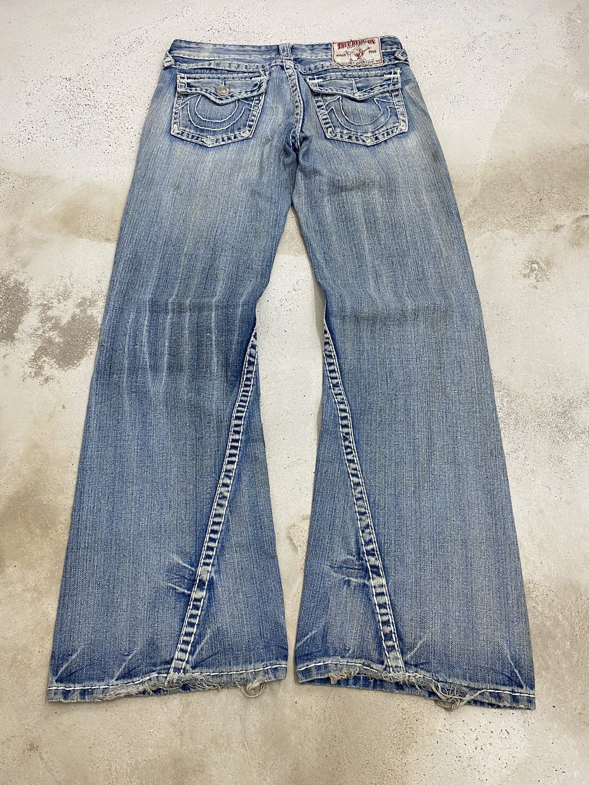 Hysteric Glamour Flare True Religion Japan Light Blue Distressed Denim Size US 31 - 10 Thumbnail