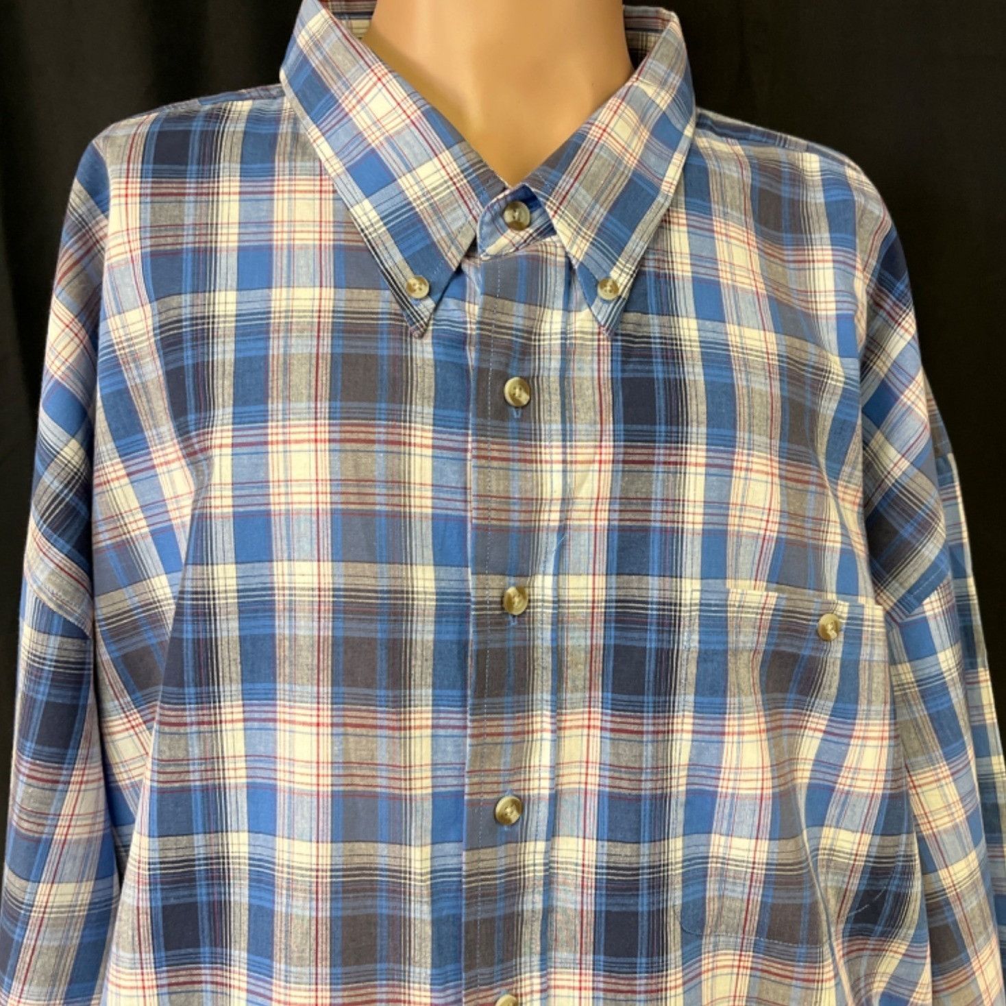 Other Raider Men's Blue Plaid Shirt/Button Up Sz 5X SKU 4637 Size US XXL / EU 58 / 5 - 3 Thumbnail