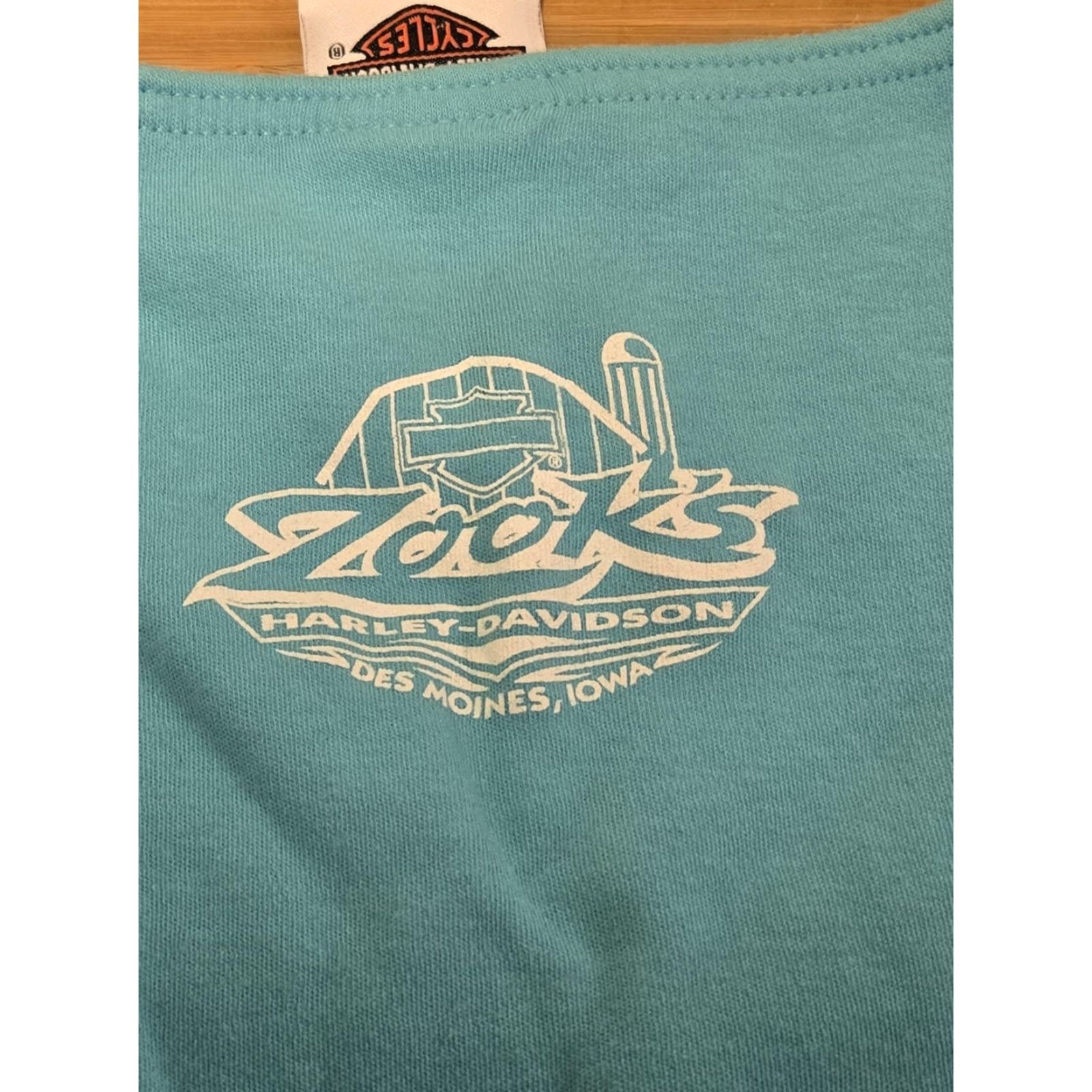 Harley Davidson VINTAGE Harley-Davidson Shirt Womens XL Blue Motorcycle Moto USA Des Moines Iowa Zooks Size XL / US 12-14 / IT 48-50 - 5 Thumbnail
