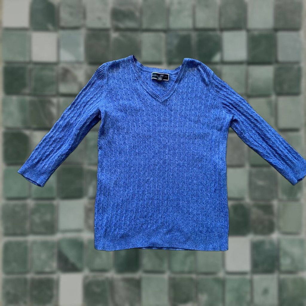 Vintage Karen Scott Woman’s Long Sleeve Sweater Adult Medium Blue Cotton Knit Womens Size M / US 6-8 / IT 42-44 - 1 Thumbnail