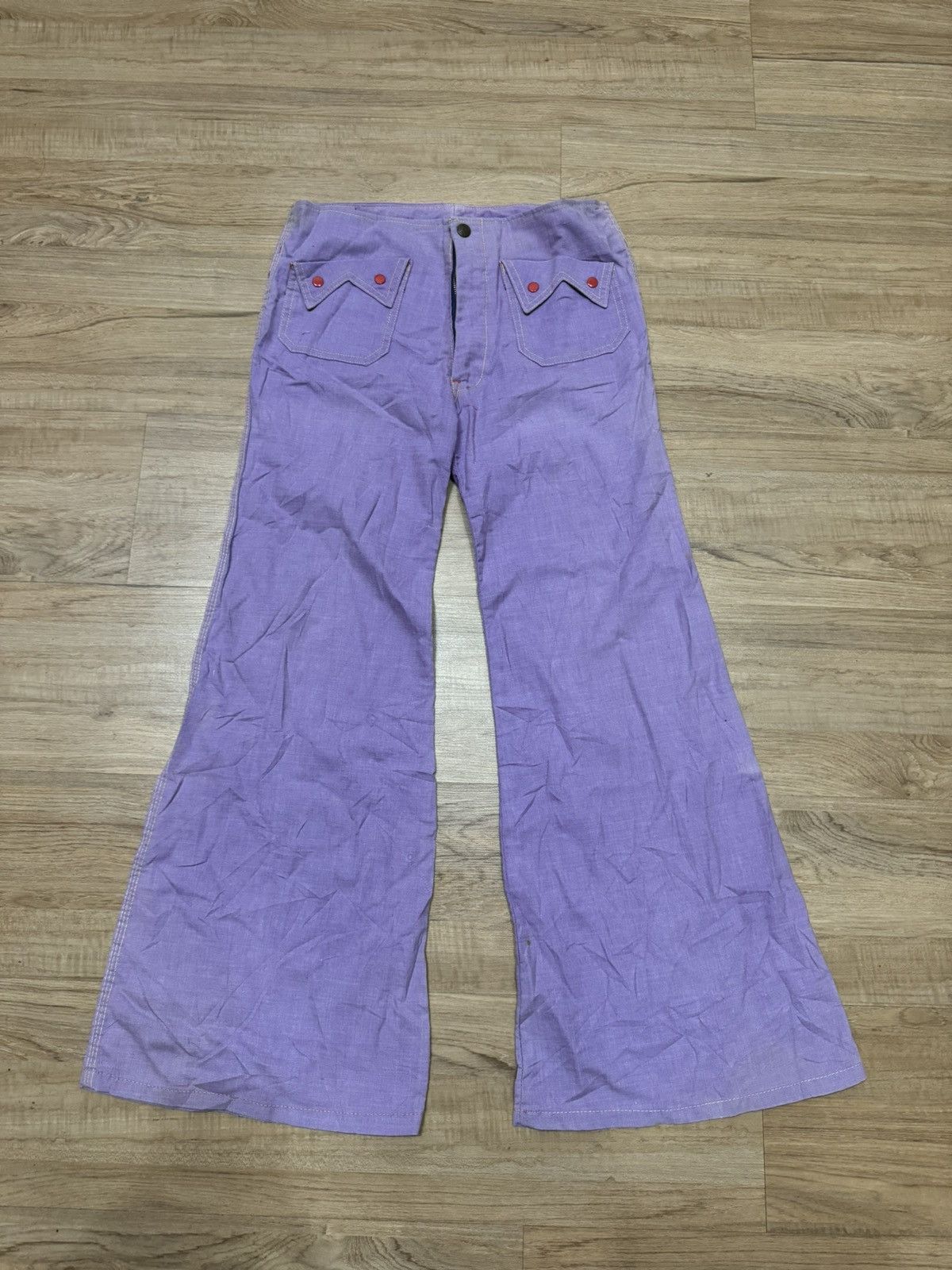 image of Vintage 60/70’S Corn Popper Chambray Pants in Purple, Women's (Size 29)