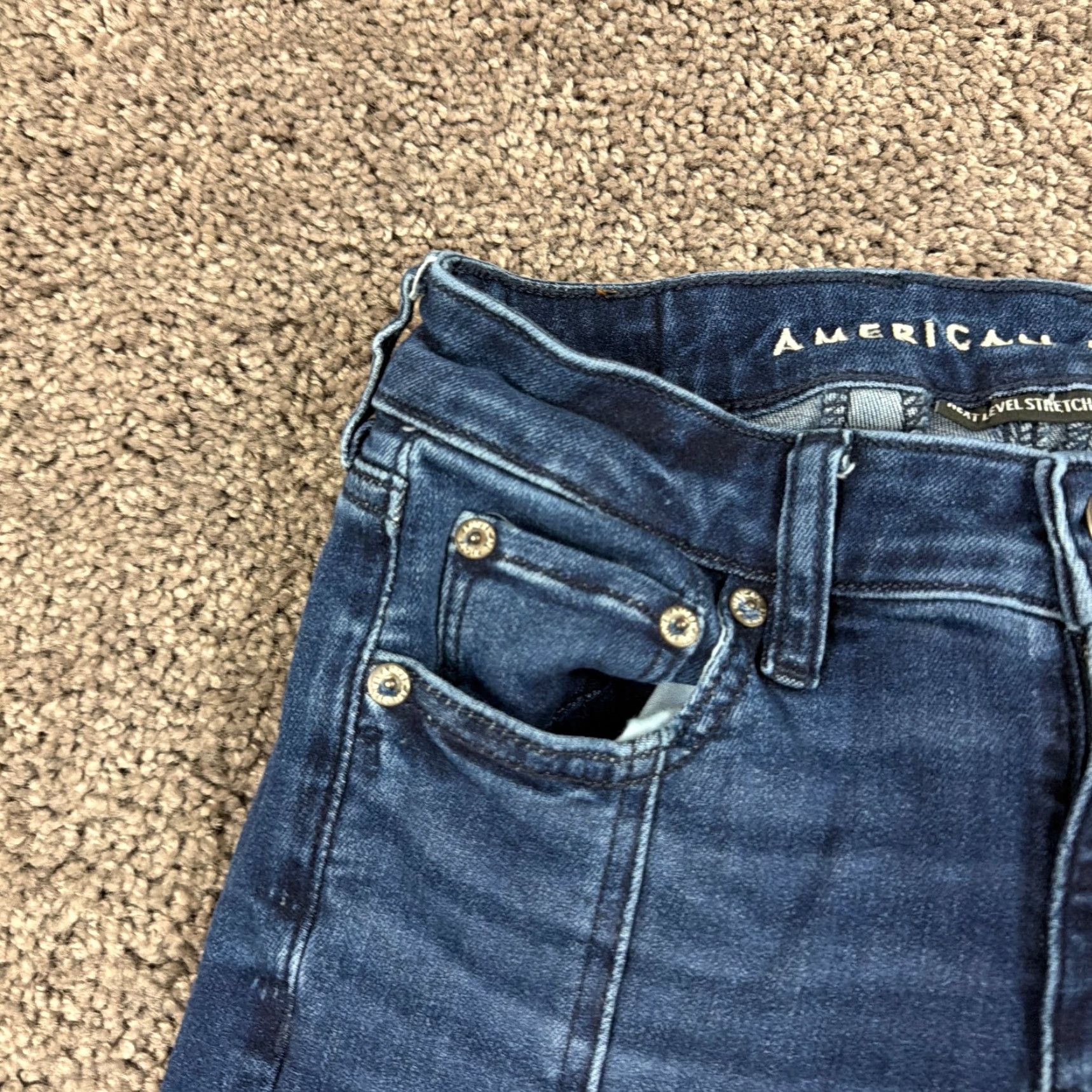 American Eagle Outfitters VINTAGE American Eagle Outfitters Jeans Womens 0 Flare Mid Rise Dark Wash Stretch Festival 23x32 Womens Jeans Farbe Blue Size 25" / US 0 / IT 36 - 3 Thumbnail