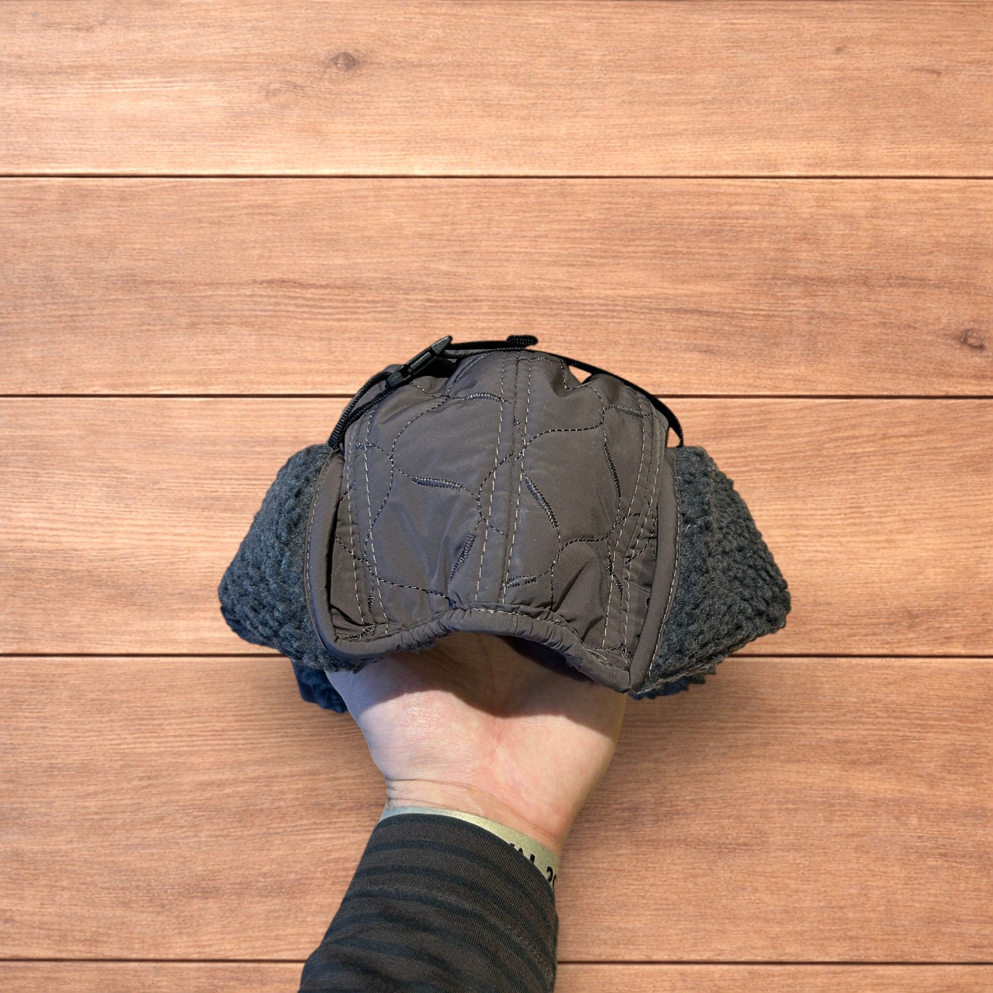 Japanese Brand Russian Trapper Korean padded fluffy hat cap in grey/blue. Size ONE SIZE - 5 Thumbnail