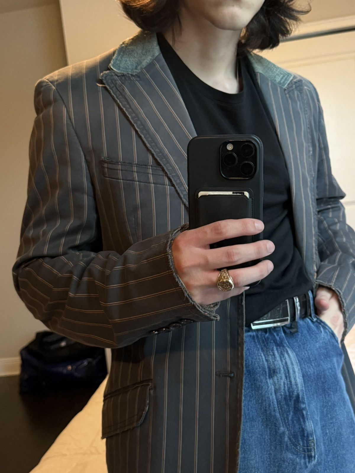 Dolce & Gabbana D&G Dolce Gabbana Pinstripe Deconstructed Blazer Y2K Archive Size 42R - 1 Thumbnail