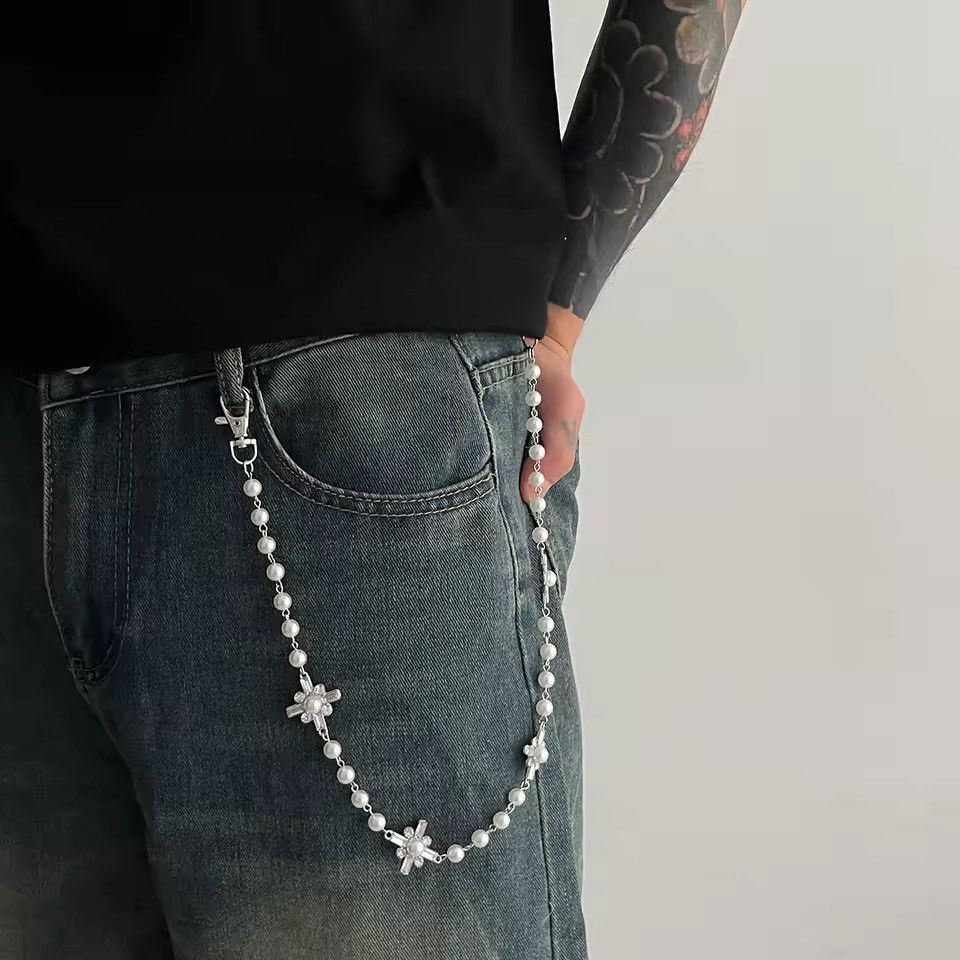 Jewelry Streetwear Rhinestone Pearl Punk Gothic Pants Keychain Size ONE SIZE - 1 Thumbnail