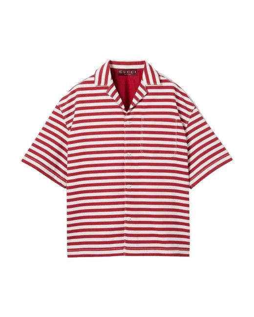 Gucci o1la5ras0426 Printed GG Cotton Jacquard Shirt in Red/White Size US S / EU 44-46 / 1 - 1 Preview