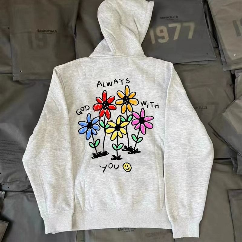 Japanese Brand × Vintage Floral print gray washed vintage hoodie y2k Size US L / EU 52-54 / 3 - 1 Thumbnail