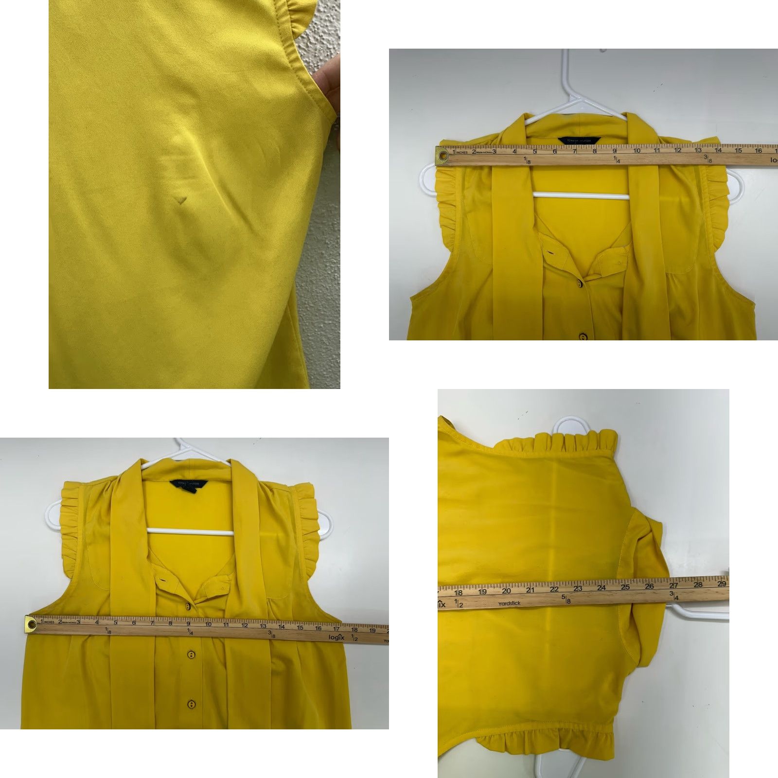 Tommy Hilfiger Tommy Hilfiger Top Womens Size Medium Yellow Tank Button Up Solid Necktie Size M / US 6-8 / IT 42-44 - 8 Thumbnail