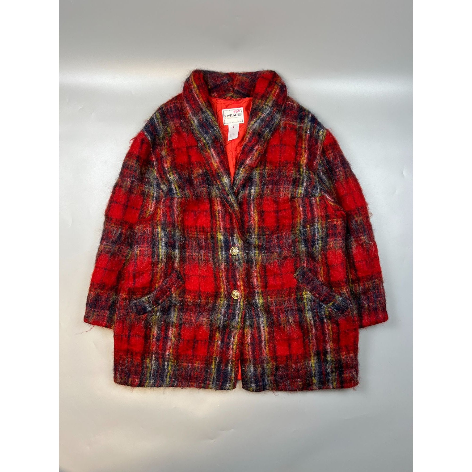 Designer Komplimente Collection Mohair Tartan Coat (Y0678) Size XL / US 12-14 / IT 48-50 - 1 Thumbnail