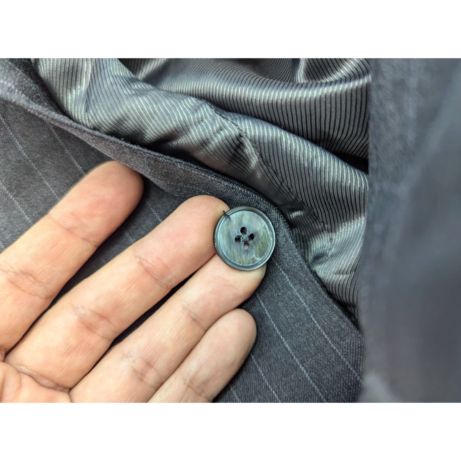 Loro Piana Santoria Rossi X Loro Piana Mens Blazer Jacket Sz 52 Wool Gray Striped Suit Blazer Mens Regular Wool Athletic, Gray, 52, Blazer, Formal, Coat, Wool Size 52R - 6 Thumbnail