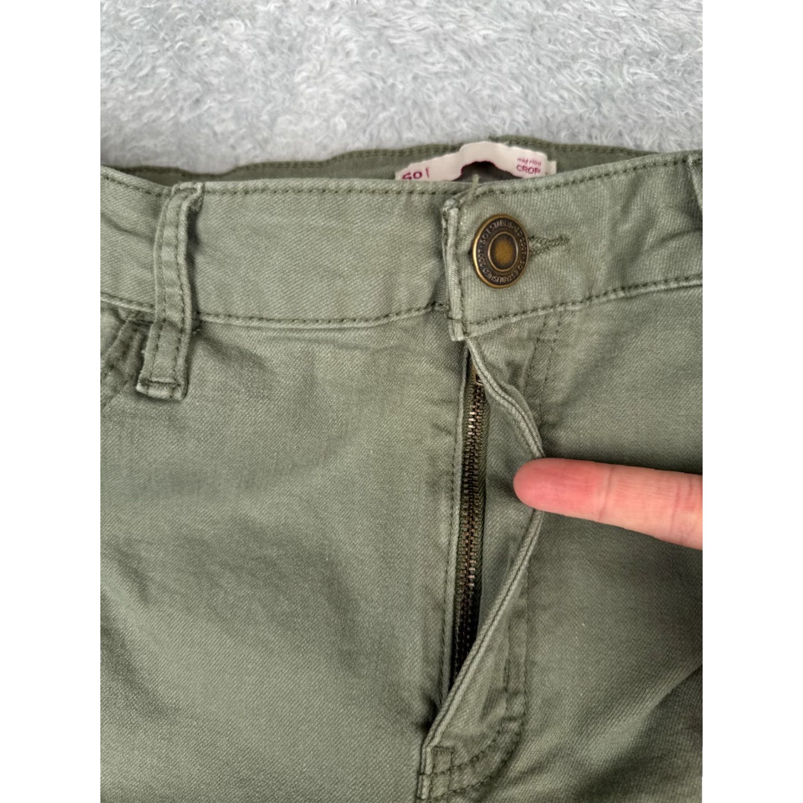Denime SO Jeans Pants Women Regular 30x24 Green Denim Mid Crop Tapered 5-Pocket Design Cotton Blend Jeans City Womens Size 34" / US 12 / IT 48 - 5 Thumbnail