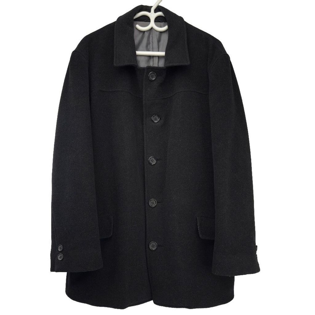 BOSCO UOMO Pointed Collar Classic Pea Car Black Coat sz 42