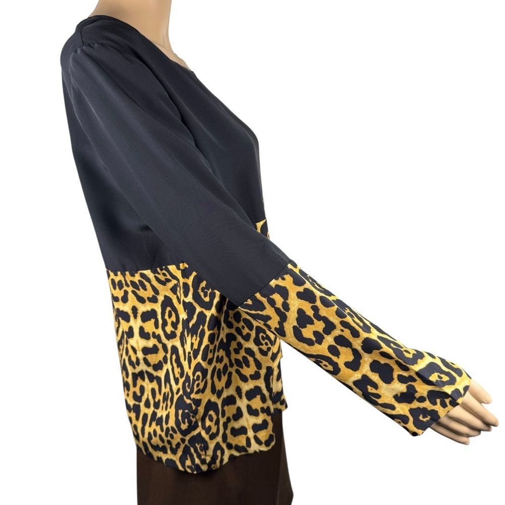 INTERMIX INTERMIX 100% Silk Black Animal Cheetah Print Long Sleeve S Size S / US 4 / IT 40 - 4 Thumbnail