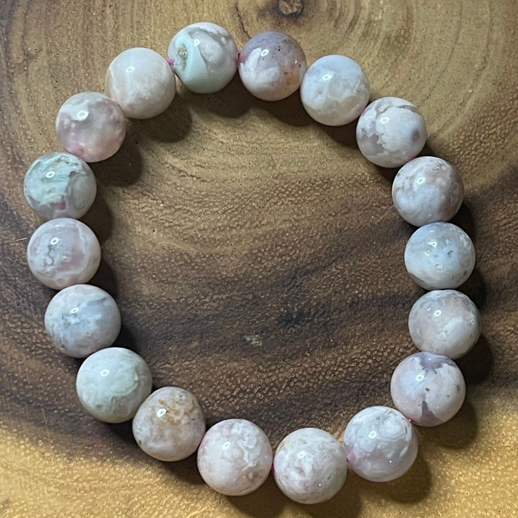 Other Flower Agate pink beaded stretch bracelet beads 7” 10mm new Size ONE SIZE - 5 Thumbnail