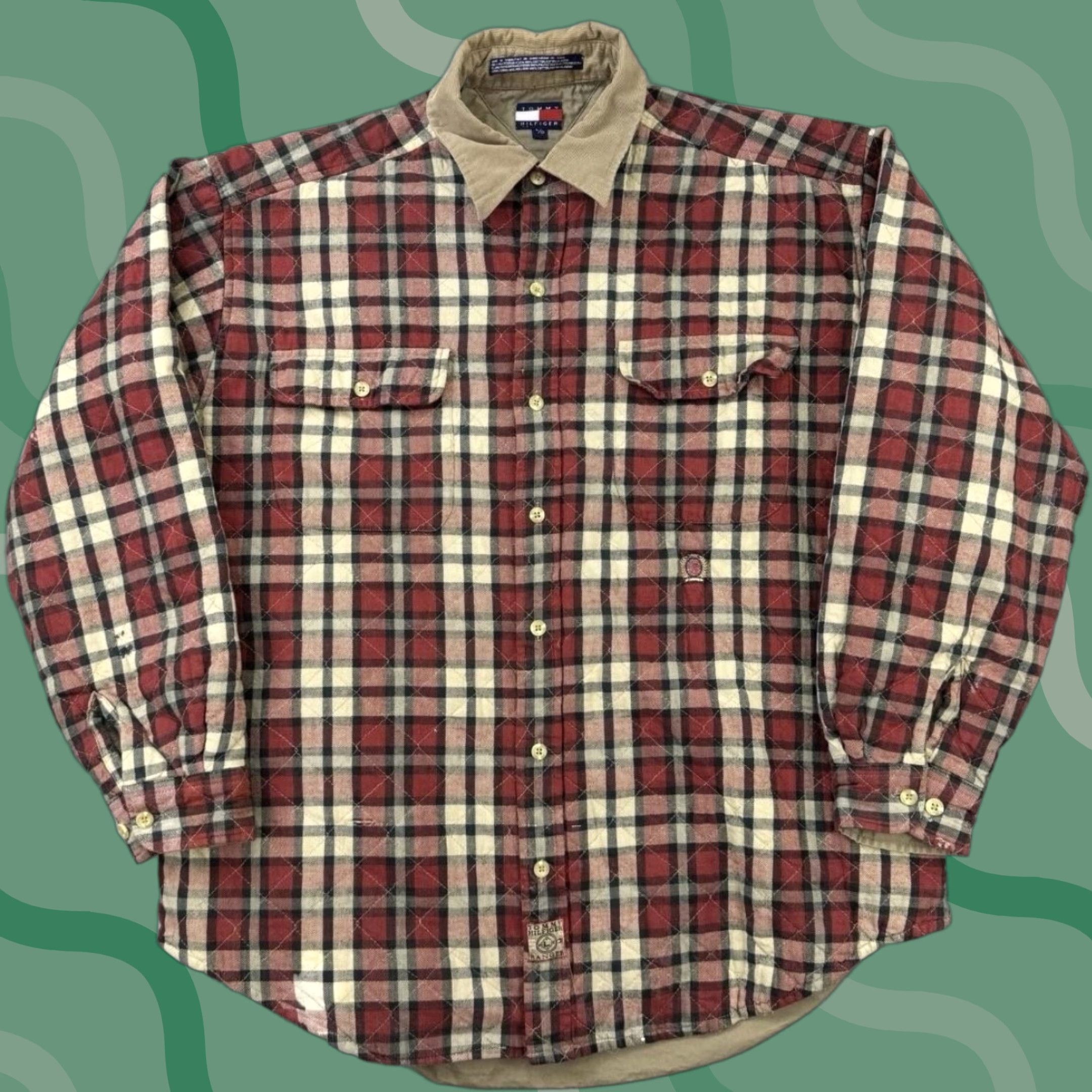 Tommy Hilfiger Tommy Hilfiger Shirt Mens Large Plaid Ranger Quilted Flannel Corduroy Collar Size US L / EU 52-54 / 3 - 1 Thumbnail