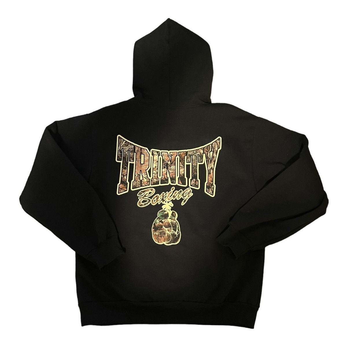 image of Strawberry x Trinity The Label Camo Boxing Hoodie in Black, Men's (Size Medium)