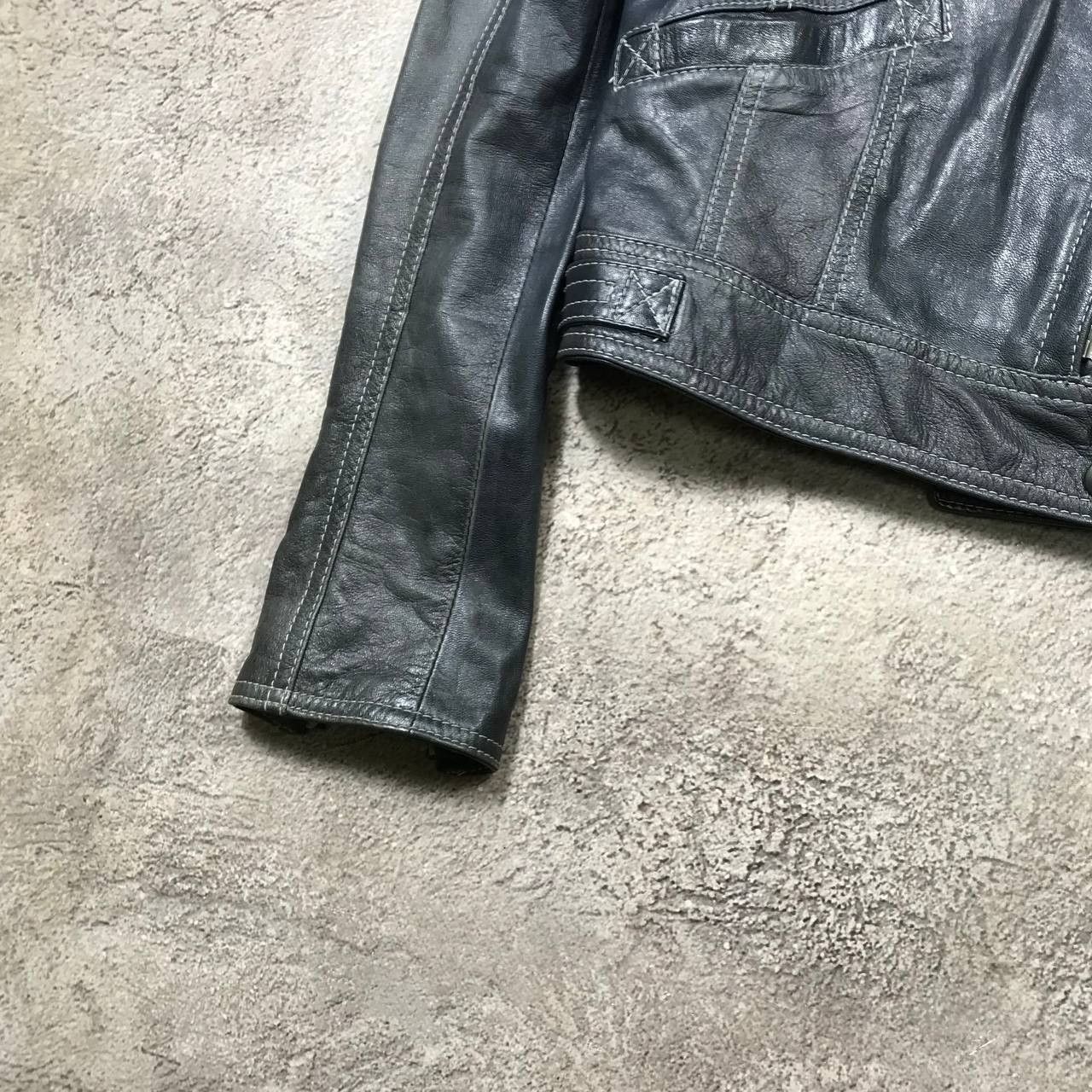 Vintage Vintage 90s Faded Black Leather Jacket Streetwear Graphic M Size M / US 6-8 / IT 42-44 - 5 Thumbnail