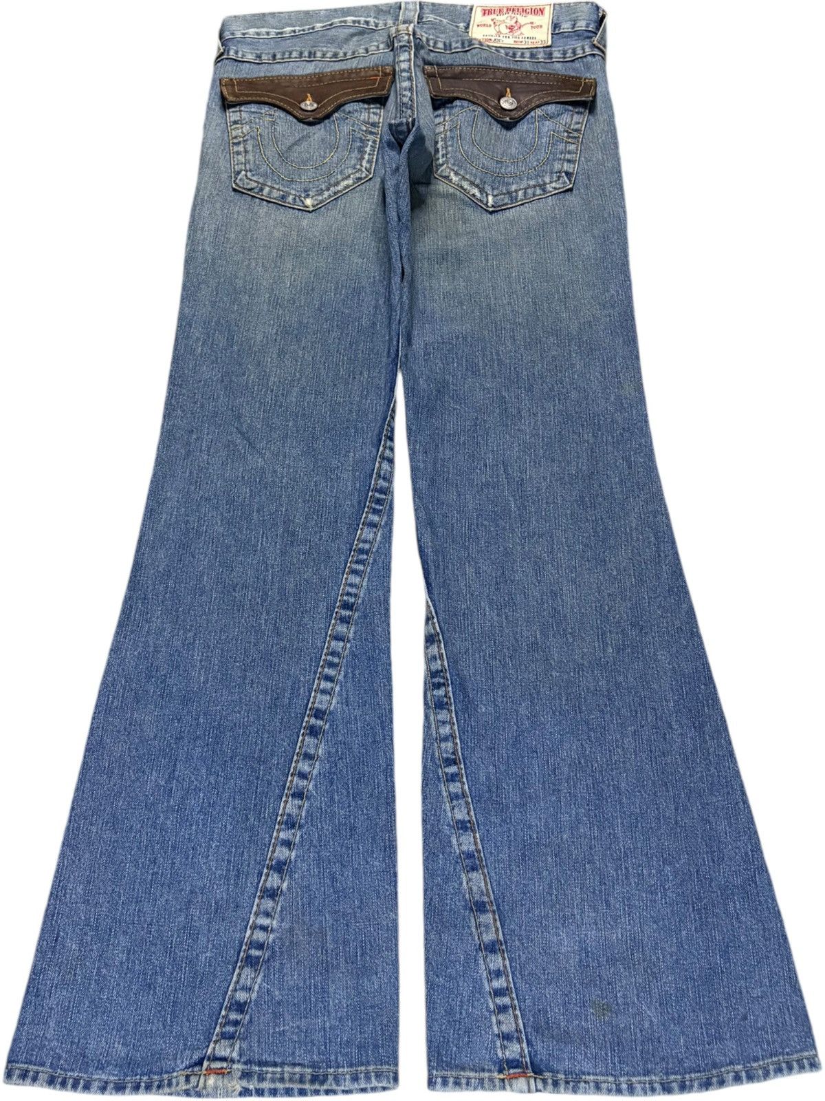 True Religion Vintage USA True Religion Joey Mud Wash Distress Flare Jeans Size US 35 - 2 Thumbnail