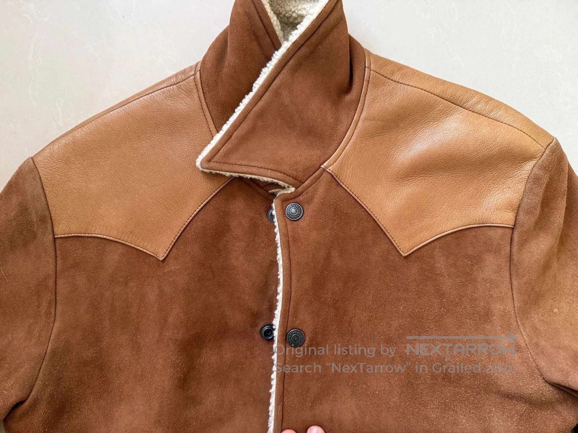 The Flat Head Brown Suede Rancher Coat with Shearling Lining. Size US S / EU 44-46 / 1 - 4 Thumbnail