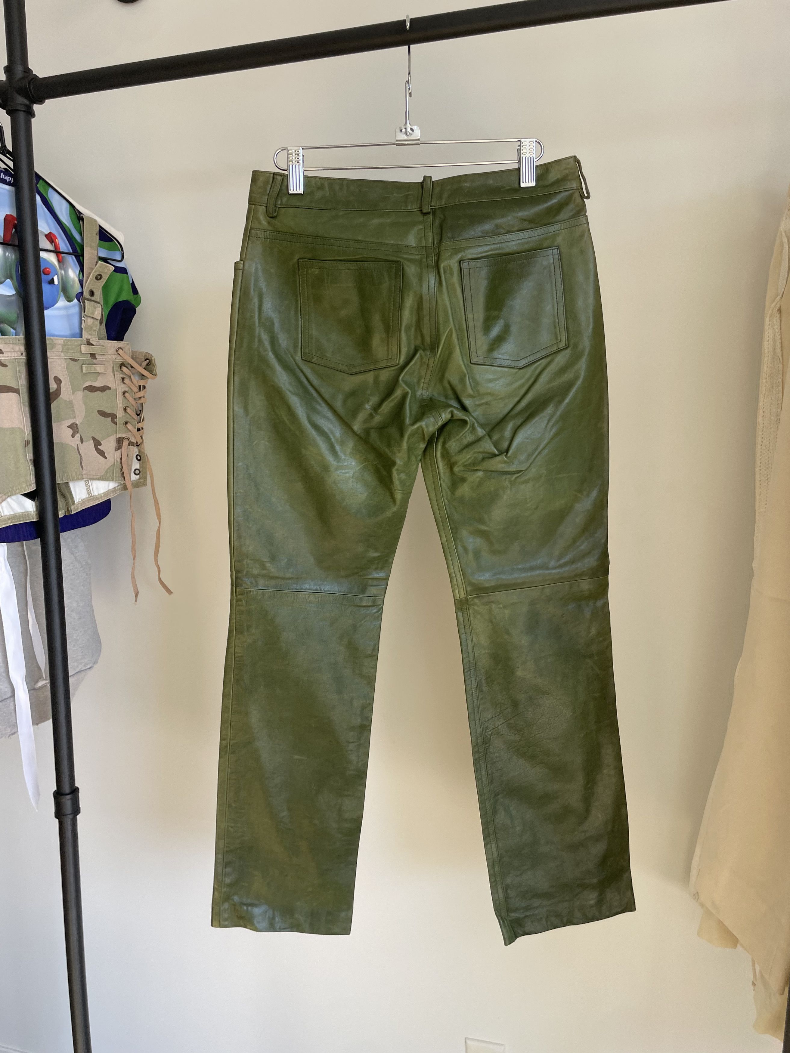 Earl Jeans Earl Jean Green Leather Pants Size 29" - 4 Thumbnail