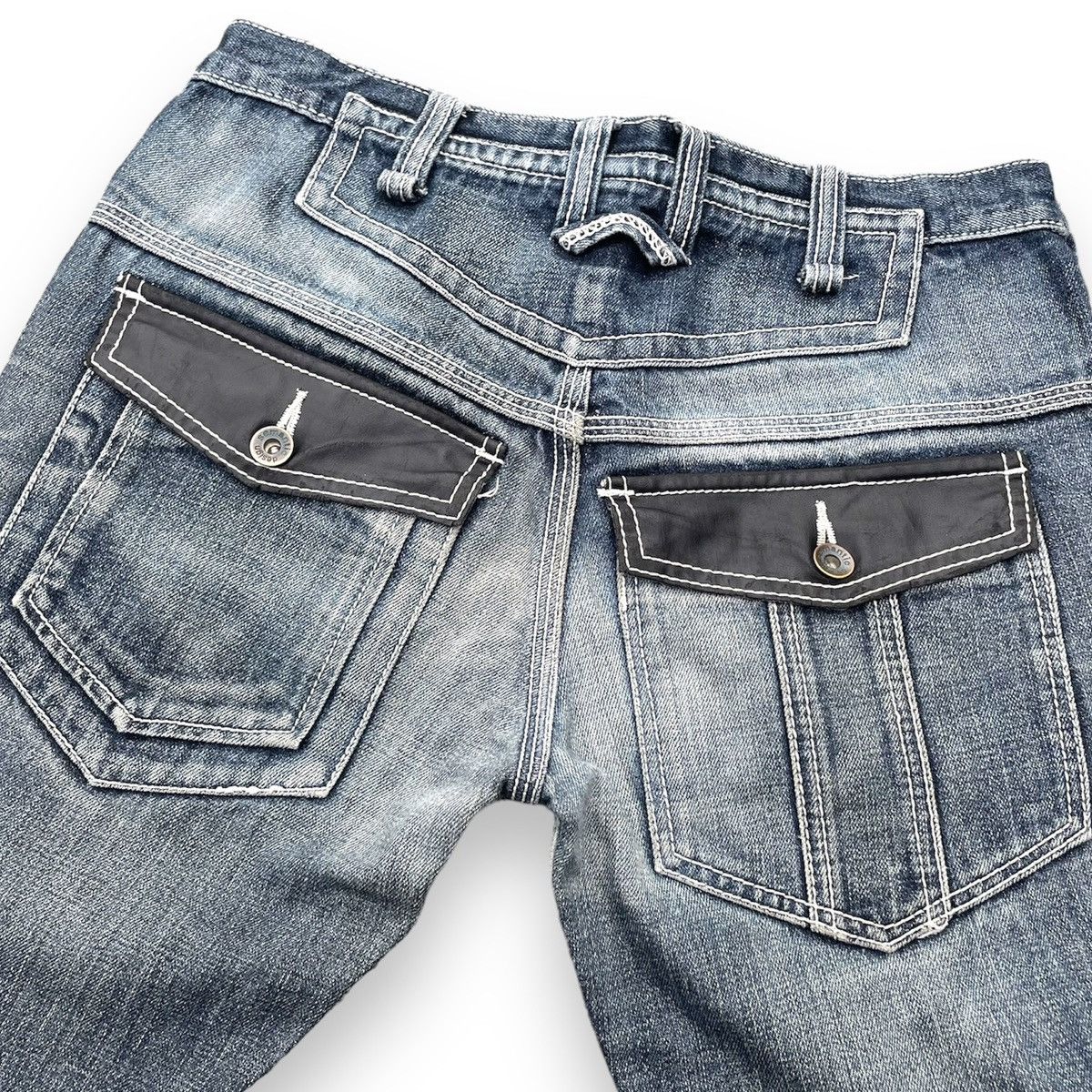 semanticdesign 🇯🇵 SEMANTIC DESIGN LEATHER POCKET WASHED DENIM PANTS Size US 29 - 9 Thumbnail