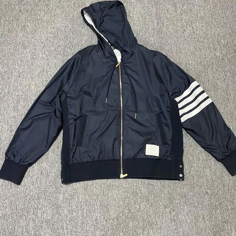 Thom Browne Thom Browne Men's Hooded Jacket in Deep Navy 0089 Size US XL / EU 56 / 4 - 1 Thumbnail