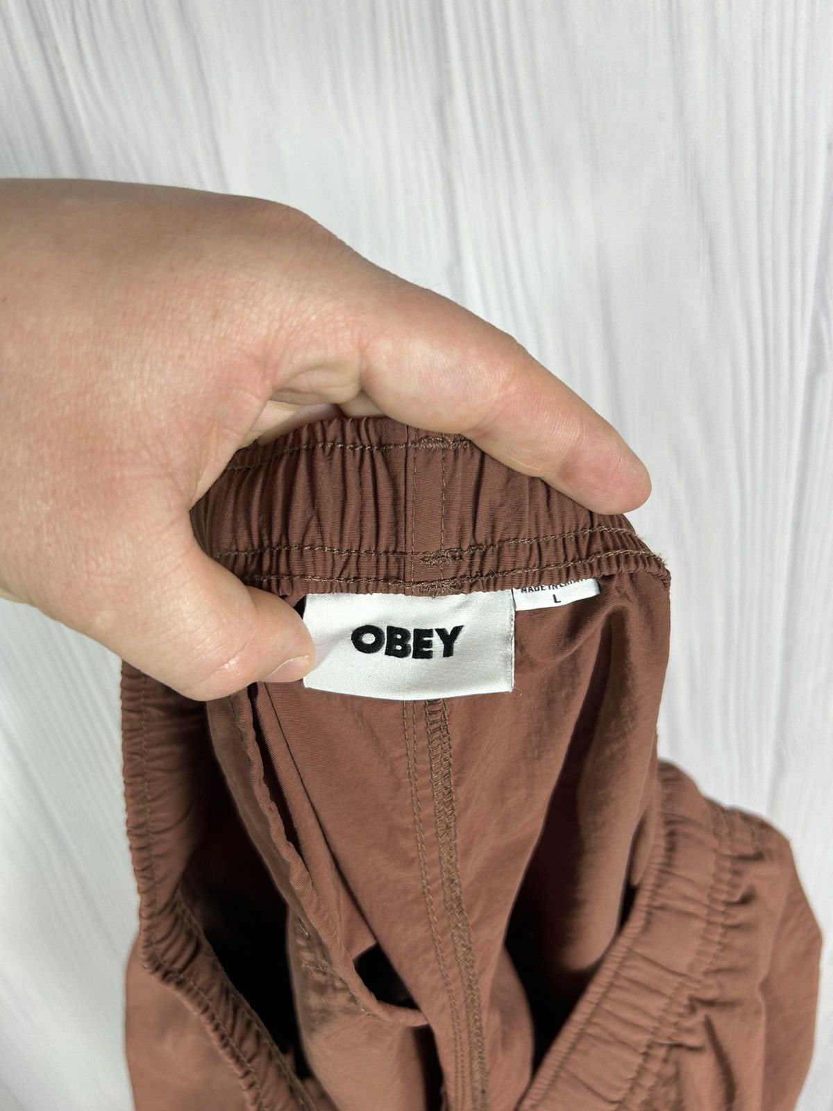 Obey OBEY Easy No Time Brown Nylon Shorts Rare Design Size L Size US 34 / EU 50 - 8 Thumbnail
