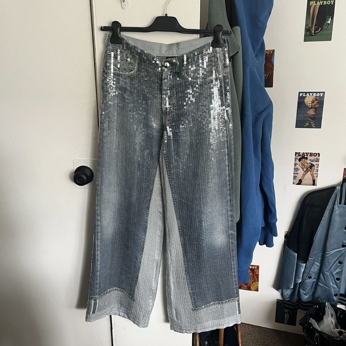 image of Jean Paul Gaultier Sequin Pants F/w 22 in Blue, Women's (Size 27)