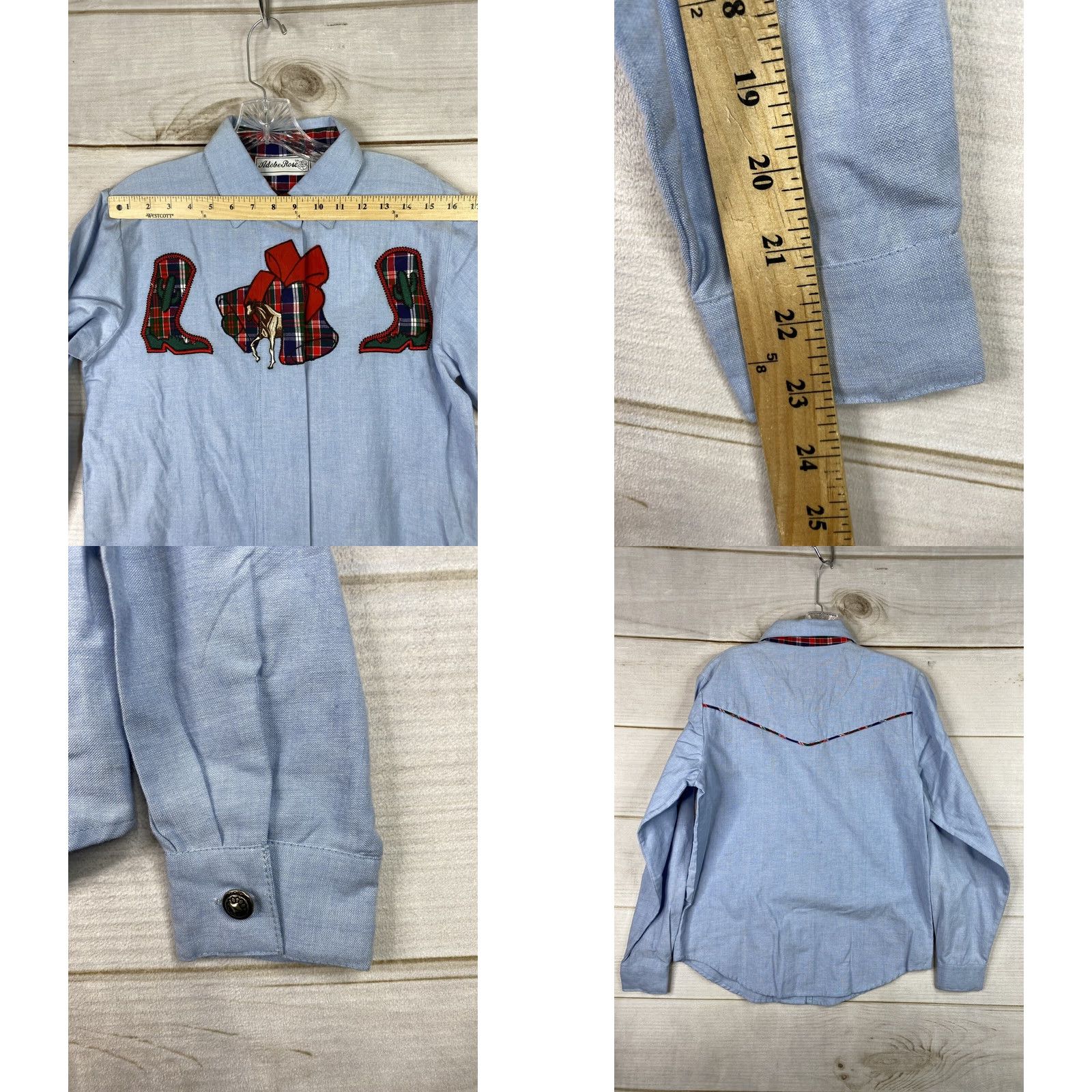 Vintage VINTAGE Adobe Rose Top Womens S Blue Red Plaid Cowgirl Western Button Up NWT Size S / US 4 / IT 40 - 9 Thumbnail