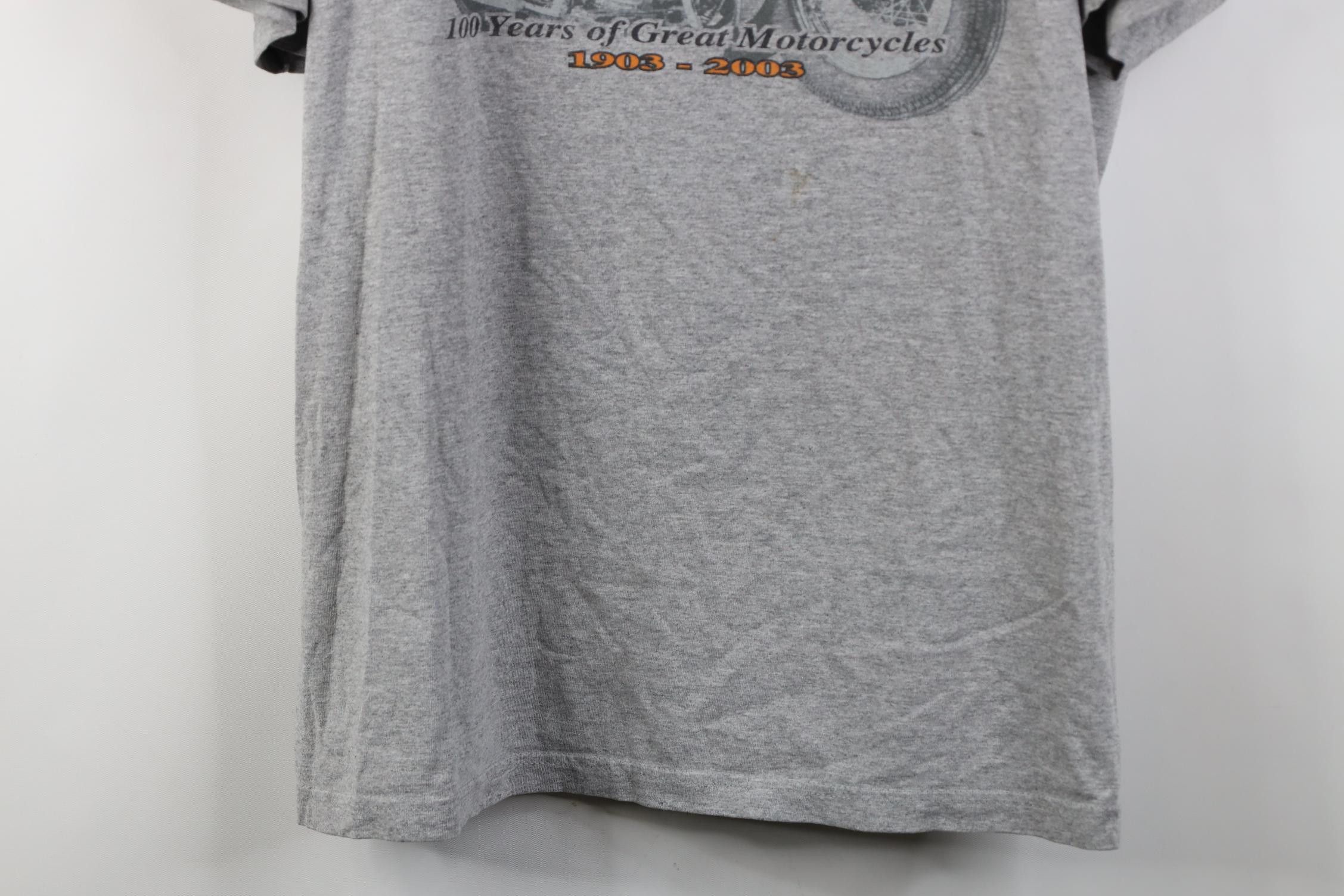 Harley Davidson Vintage Y2K 2003 Harley Davidson 100 Years T-Shirt Gray USA Size US XL / EU 56 / 4 - 3 Thumbnail