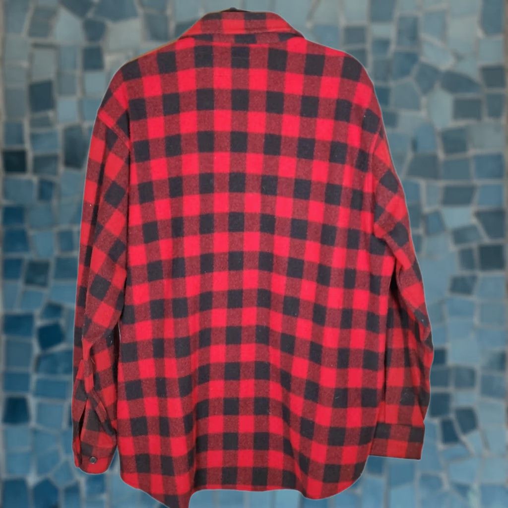 Vintage VINTAGE L.L.Bean Red Black Buffalo Check Wool Button-Down Flannel Shirt USA Men's L Size US XL / EU 56 / 4 - 1 Thumbnail