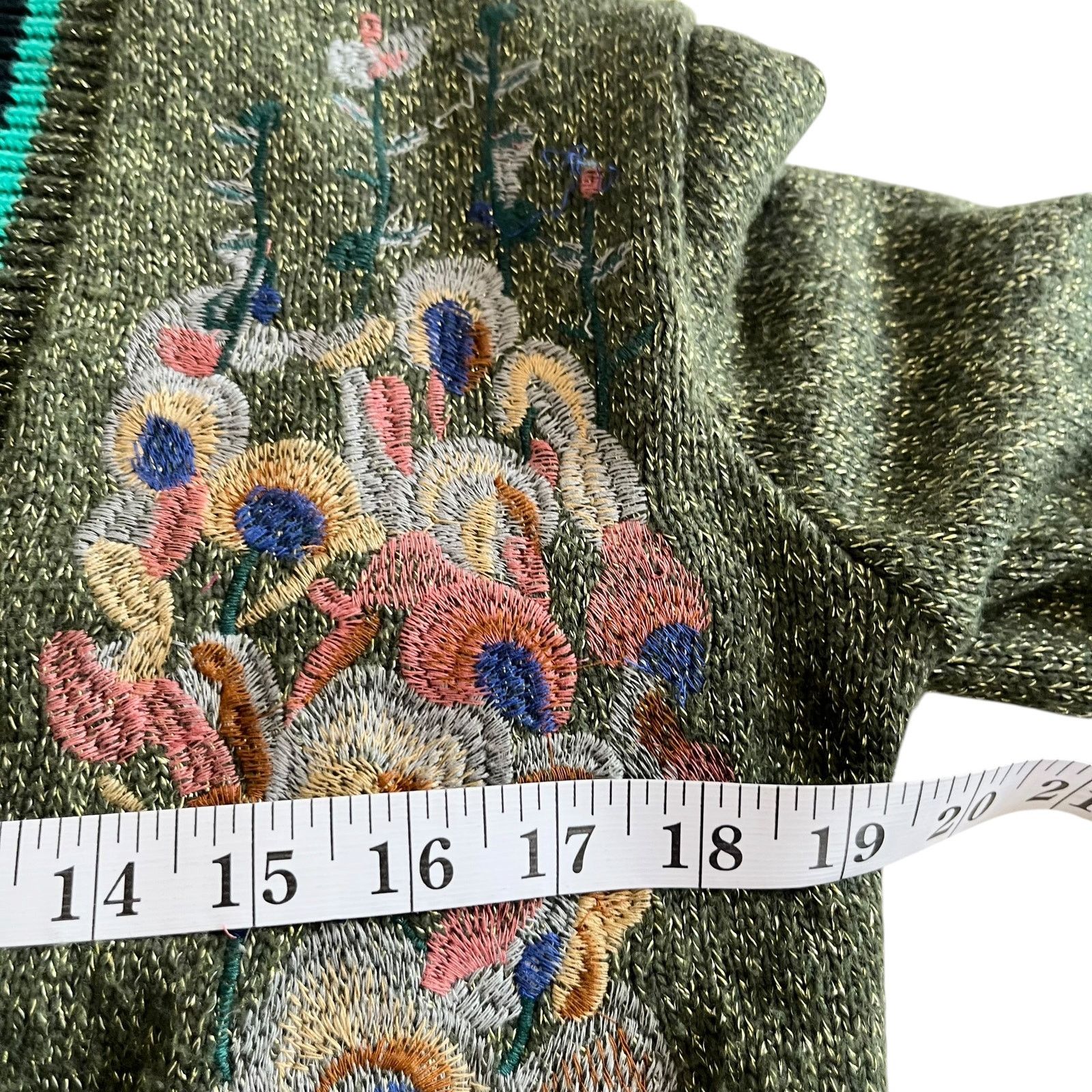 Other Anthropologie Blank London Olive Green Embroidered Cardigan Size XS / US 0-2 / IT 36-38 - 9 Thumbnail