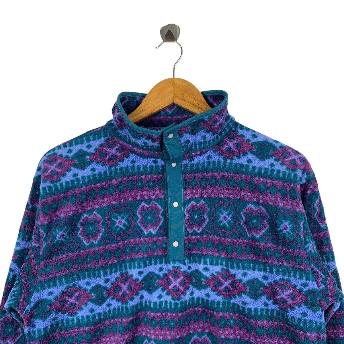 L.L. Bean × Vintage Vintage L.L.BEAN Half Button Fleece Sweatshirt Pullover Size US L / EU 52-54 / 3 - 3 Thumbnail