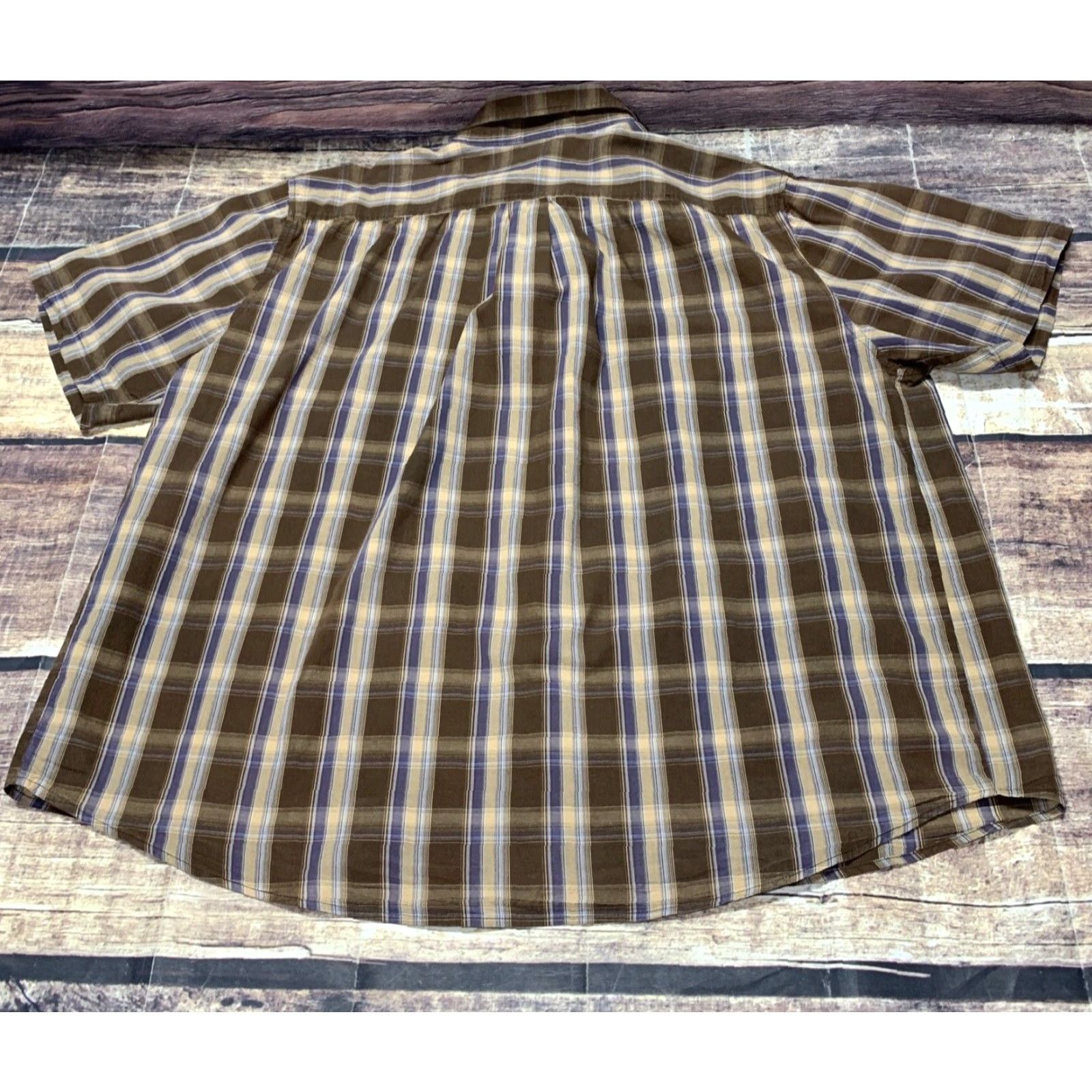 Rails Open Trails Mens Short Sleeve Shirt XXXL Brown Blue Tan Plaid Button Down Size US XXL / EU 58 / 5 - 7 Thumbnail