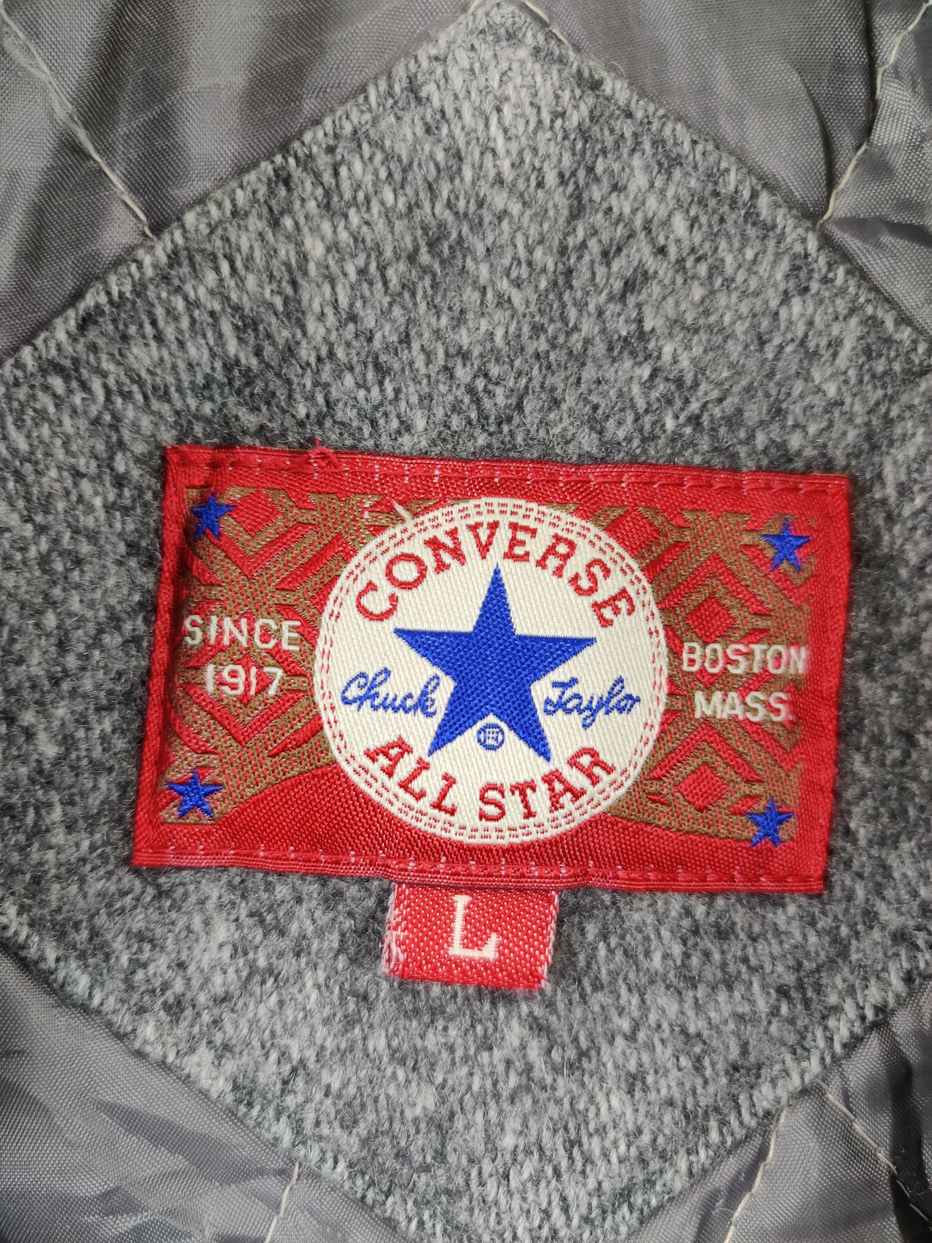 Converse Vintage 90s Converse Embroidery Varsity Leather Jacket Size US L / EU 52-54 / 3 - 11 Thumbnail