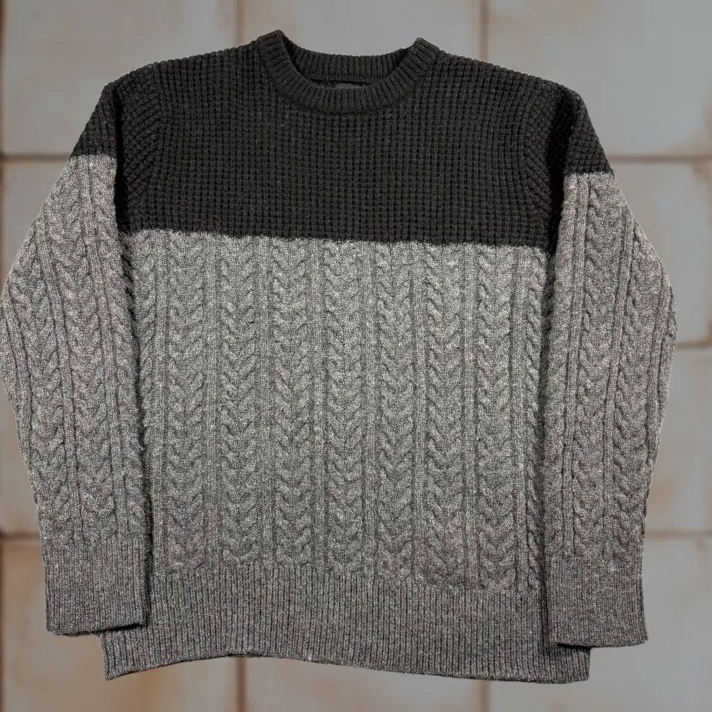 J.Crew J.CREW Merino Wool Colorblock Cable Knit Sweater Fisherman Black Grey L Mens Size US L / EU 52-54 / 3 - 1 Thumbnail