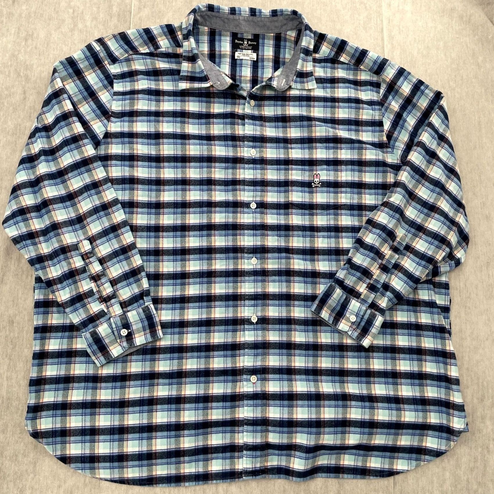 Psycho Bunny Psycho Bunny Shirt Adult 3XL Blue Plaid Pima Cotton Flannel Button Up Mens XXXL Size US XXL / EU 58 / 5 - 2 Thumbnail