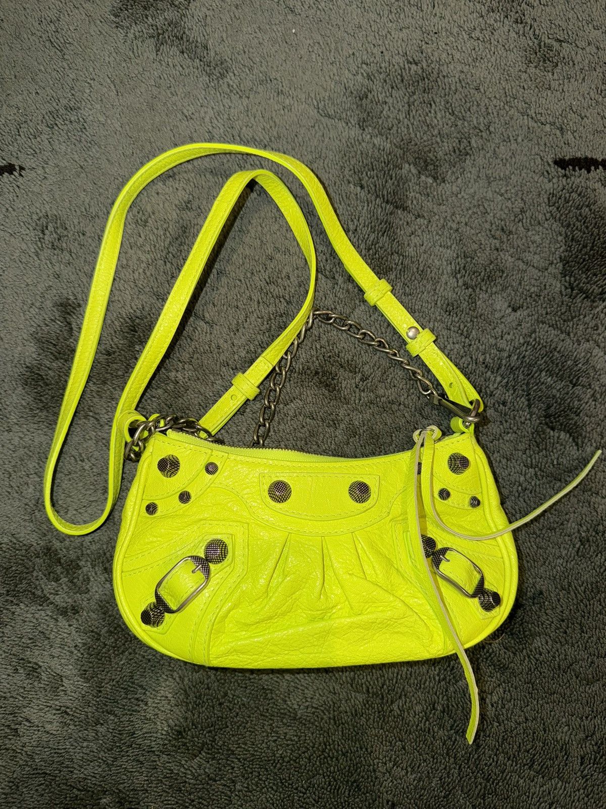 Balenciaga WOMEN'S LE CAGOLE MINI BAG WITH CHAIN IN FLUO YELLOW Size ONE SIZE - 4 Thumbnail