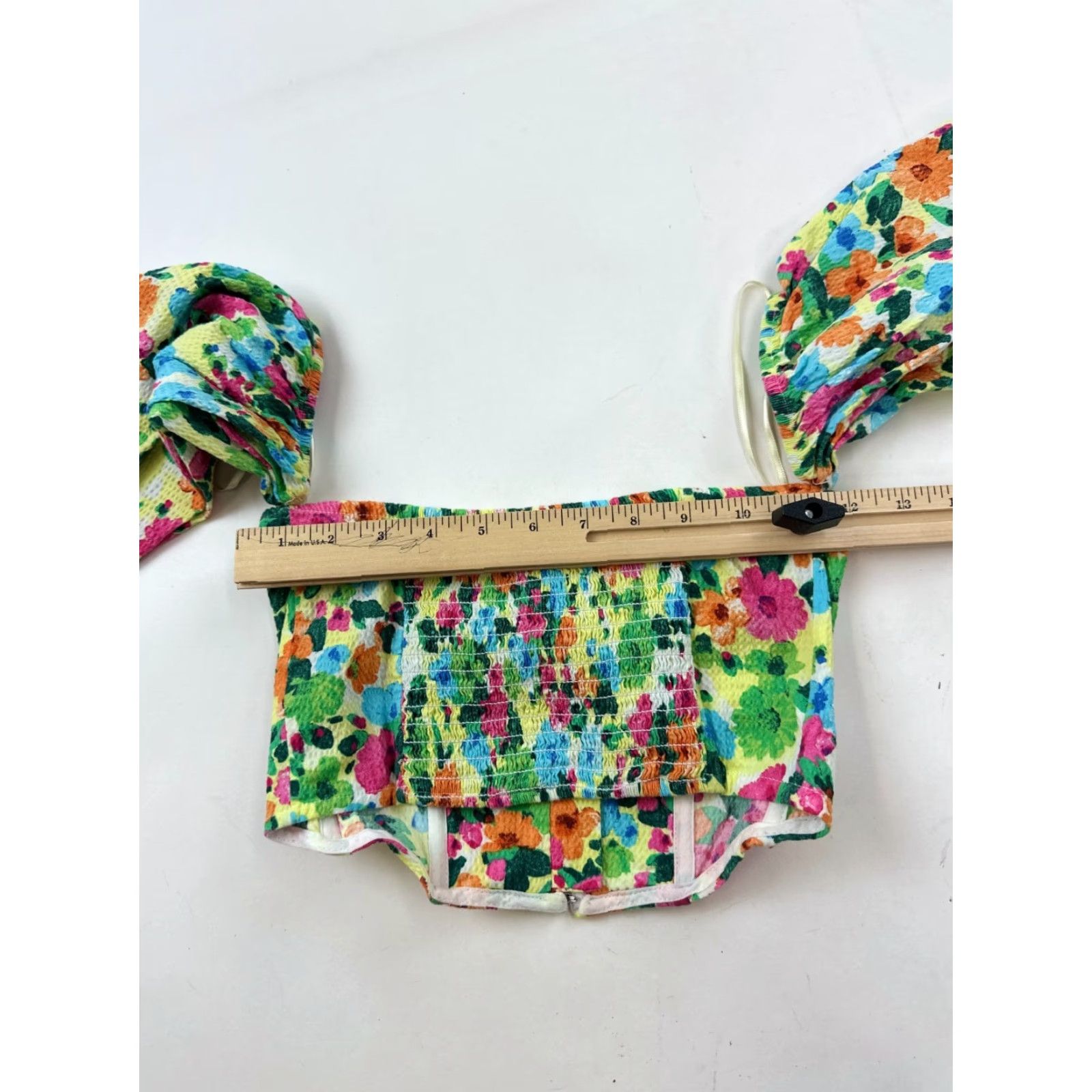 Stradivarius Stradivarius Top Womens Medium Floral Crop Off Shoulder Hook & Eye Front Size M / US 6-8 / IT 42-44 - 7 Thumbnail