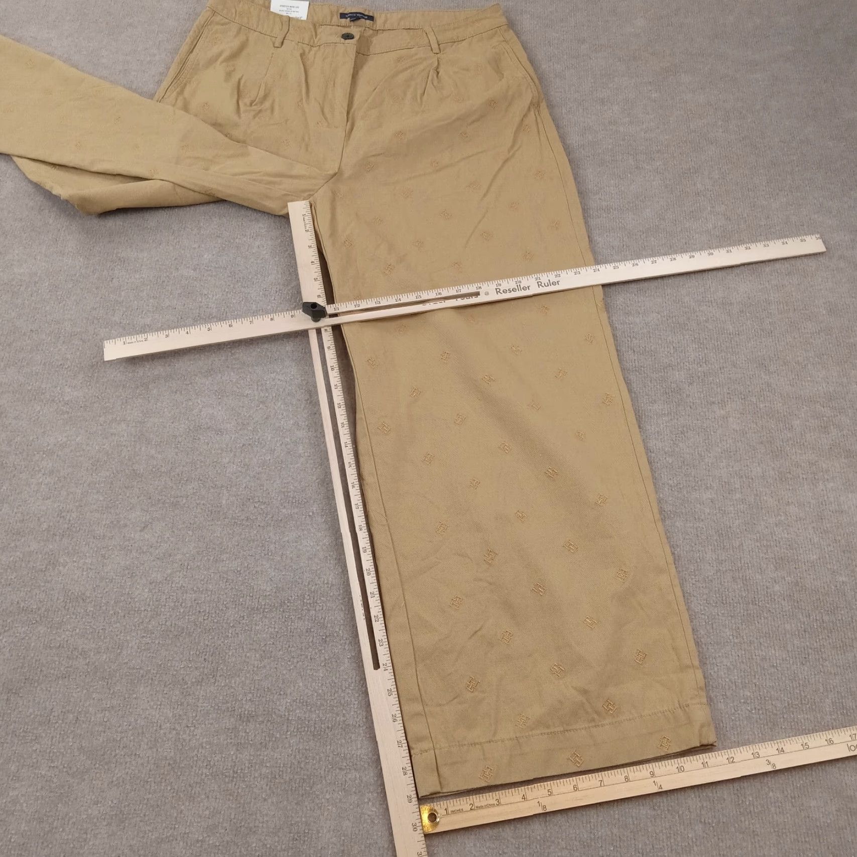 Tommy Hilfiger Tommy Hilfiger Women's Khaki Wide Leg Pants Size 14 Brown THFlex Logo Size 36" / US 14 / IT 50 - 2 Thumbnail