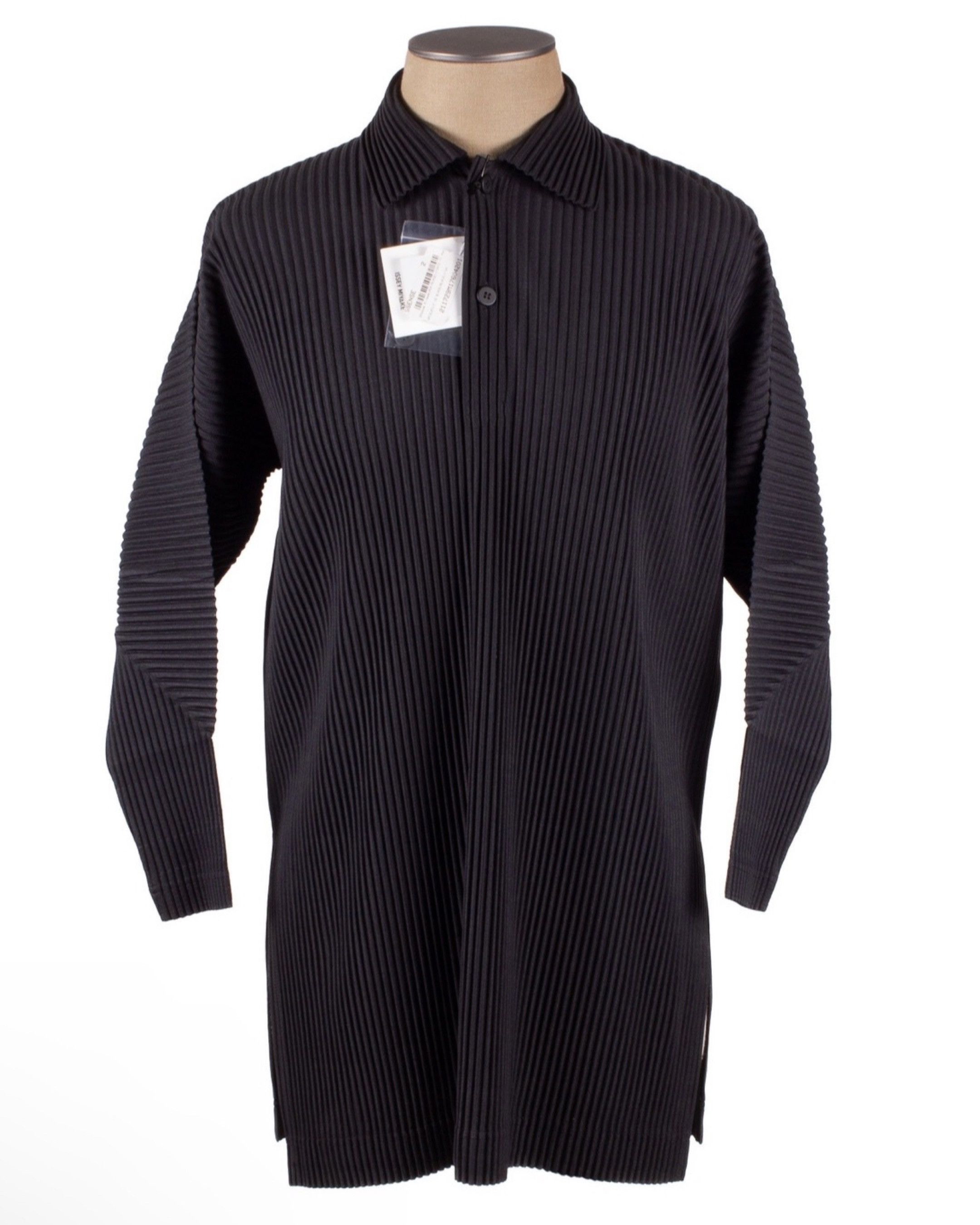 image of Homme Plisse Issey Miyake x Issey Miyake Homme Plisse Black Pleated Long Sleeve Shirt (Size Medium)