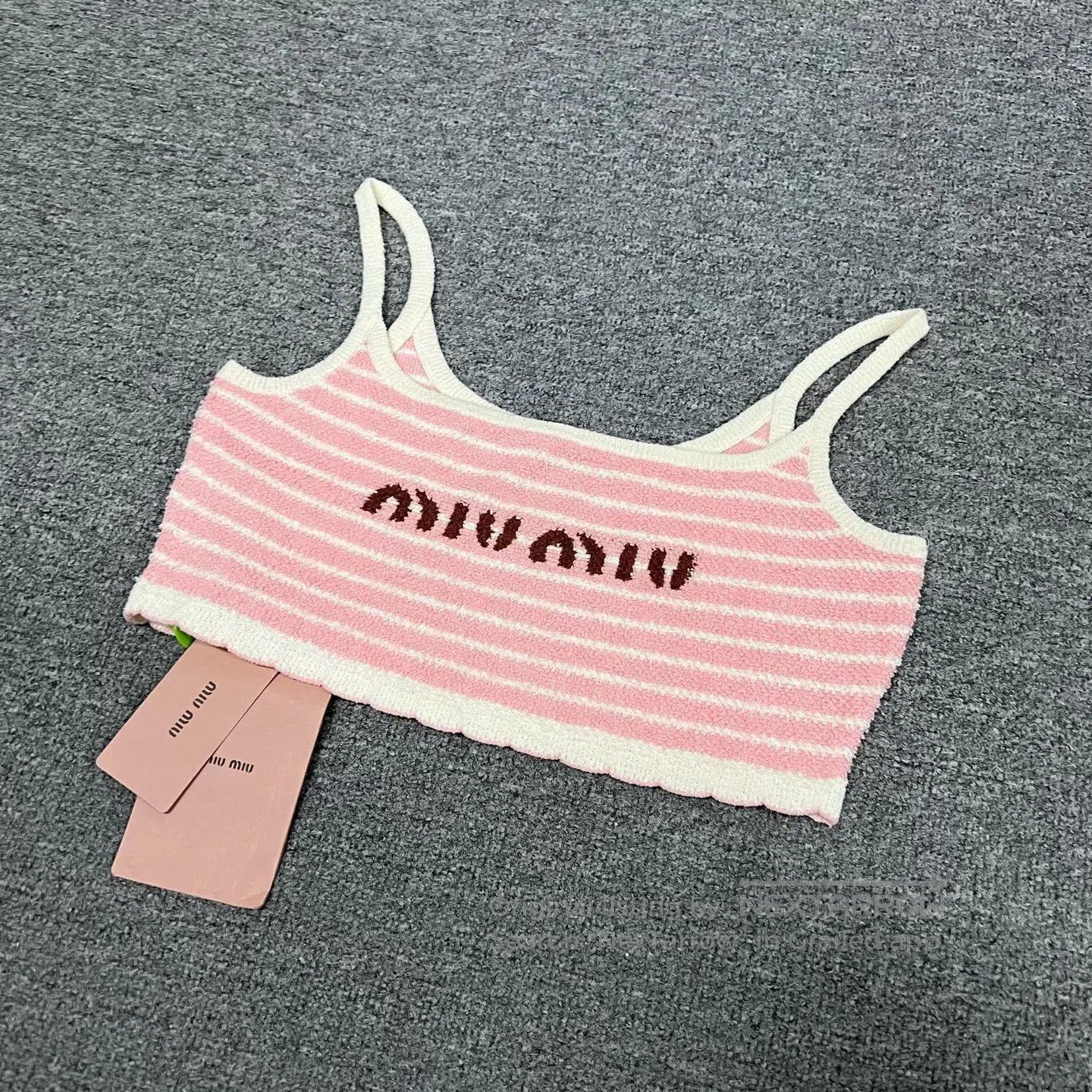Miu Miu Miu Miu New Large Logo Pink Stripe Camisole. Size S / US 4 / IT 40 - 3 Thumbnail