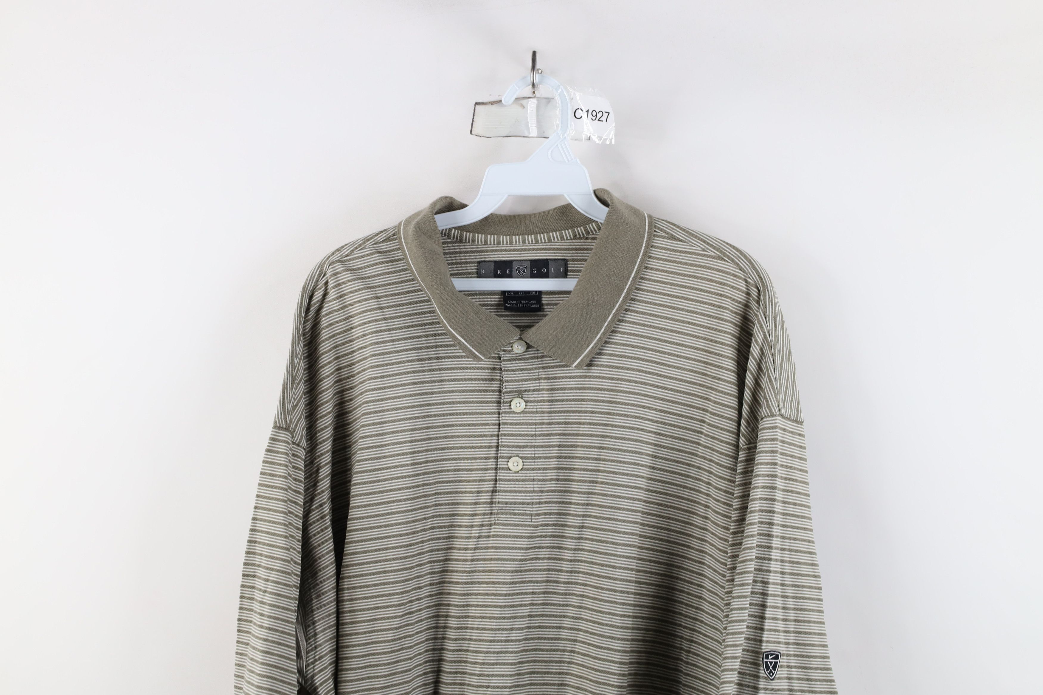 Nike × Vintage Vintage Nike Golf Scott Mini Swoosh Striped Polo Shirt Green Size US XXL / EU 58 / 5 - 2 Thumbnail